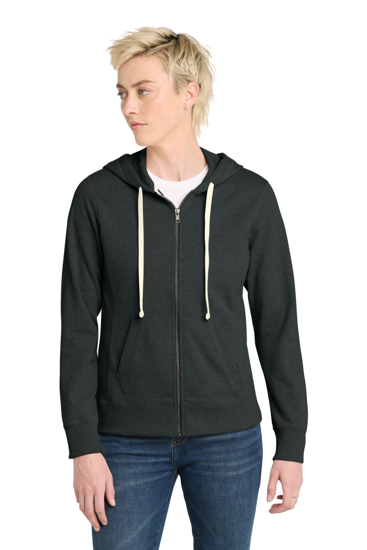 Custom Charcoal Heather Women's Re-FleeceFull-Zip Hoodie DT8103, personalized by SanCanDo Swag in Argyle, TX