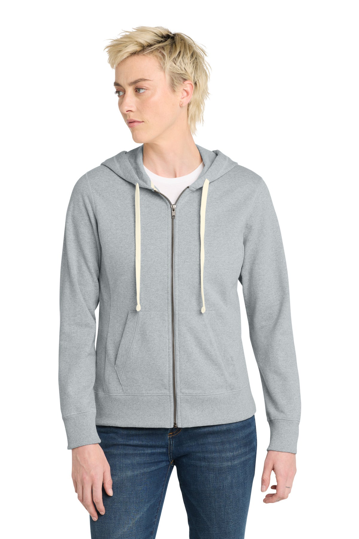 Custom Light Heather Grey Women's Re-FleeceFull-Zip Hoodie DT8103, personalized by SanCanDo Swag in Argyle, TX