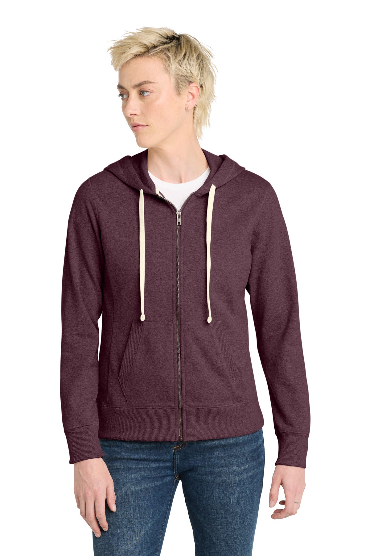 Custom Maroon Heather Women's Re-FleeceFull-Zip Hoodie DT8103, personalized by SanCanDo Swag in Argyle, TX