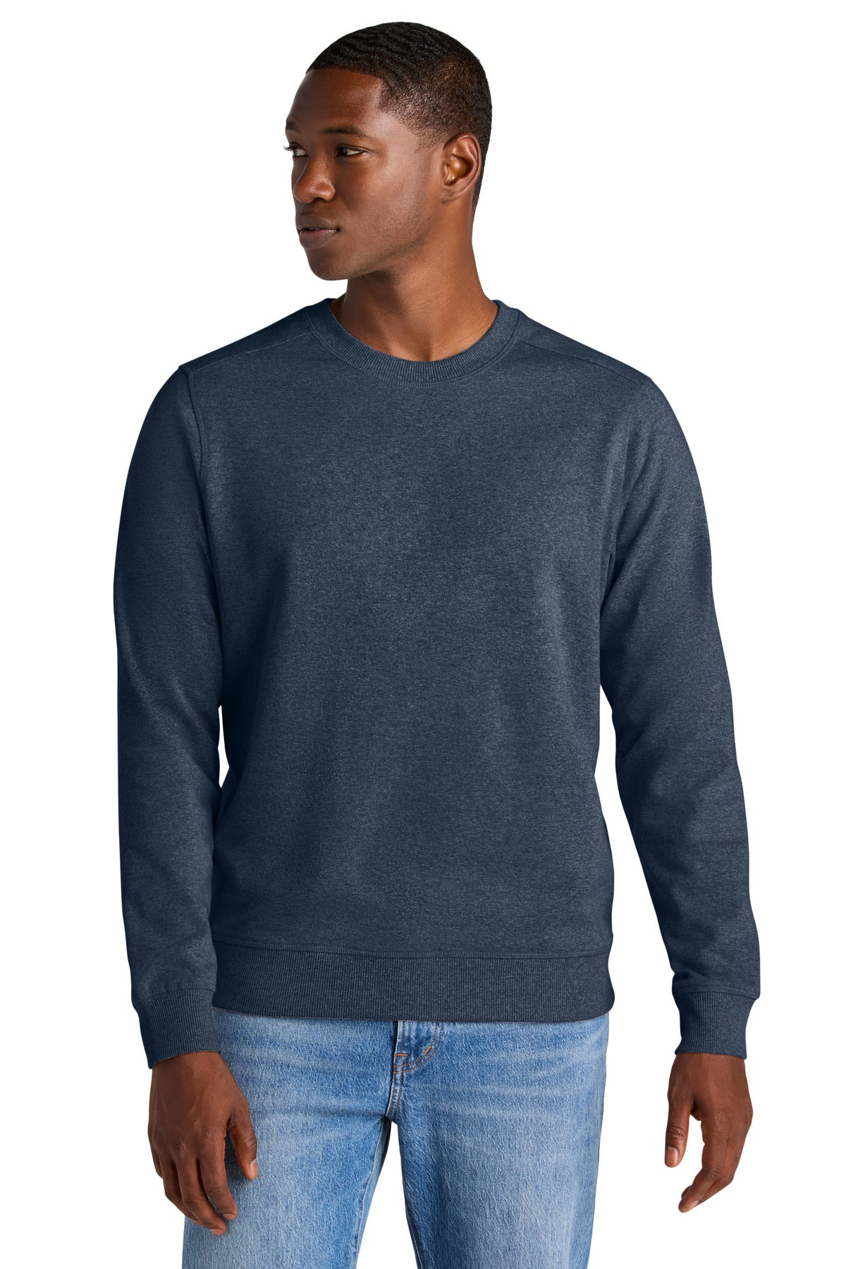 Custom Heathered Navy Re-FleeceCrew DT8104, personalized by SanCanDo Swag in Argyle, TX
