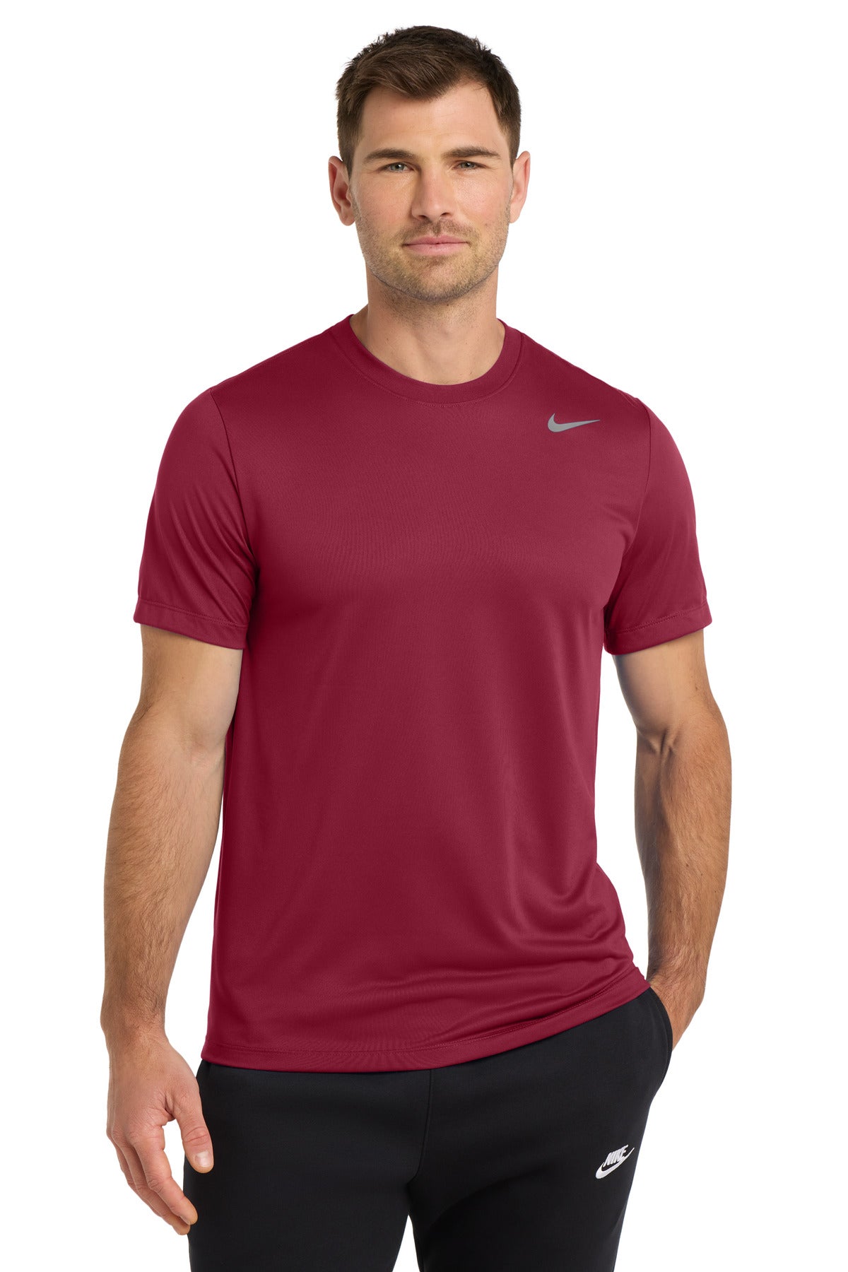 Custom Nike Team rLegend Tee DV7299 in Team Maroon, personalized by SanCanDo Swag in Argyle, TX
