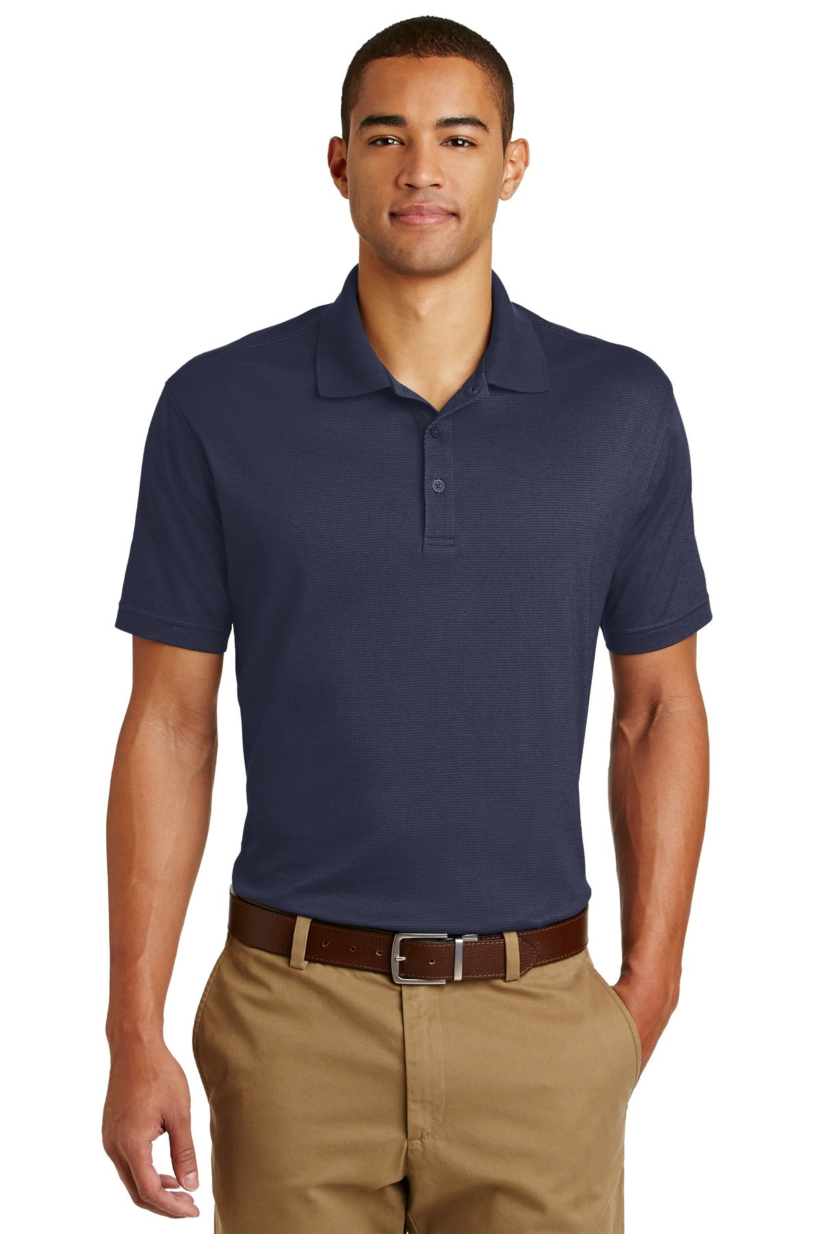Custom Navy Performance Polo EB102, personalized by SanCanDo Swag in Argyle, TX