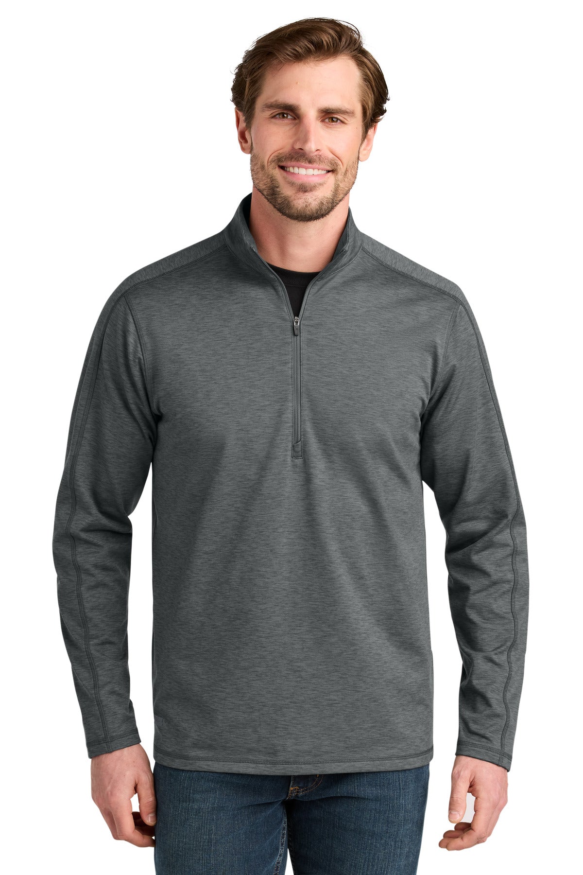 Custom Metal Grey Heather Adventurer 1/4-Zip EB120, personalized by SanCanDo Swag in Argyle, TX