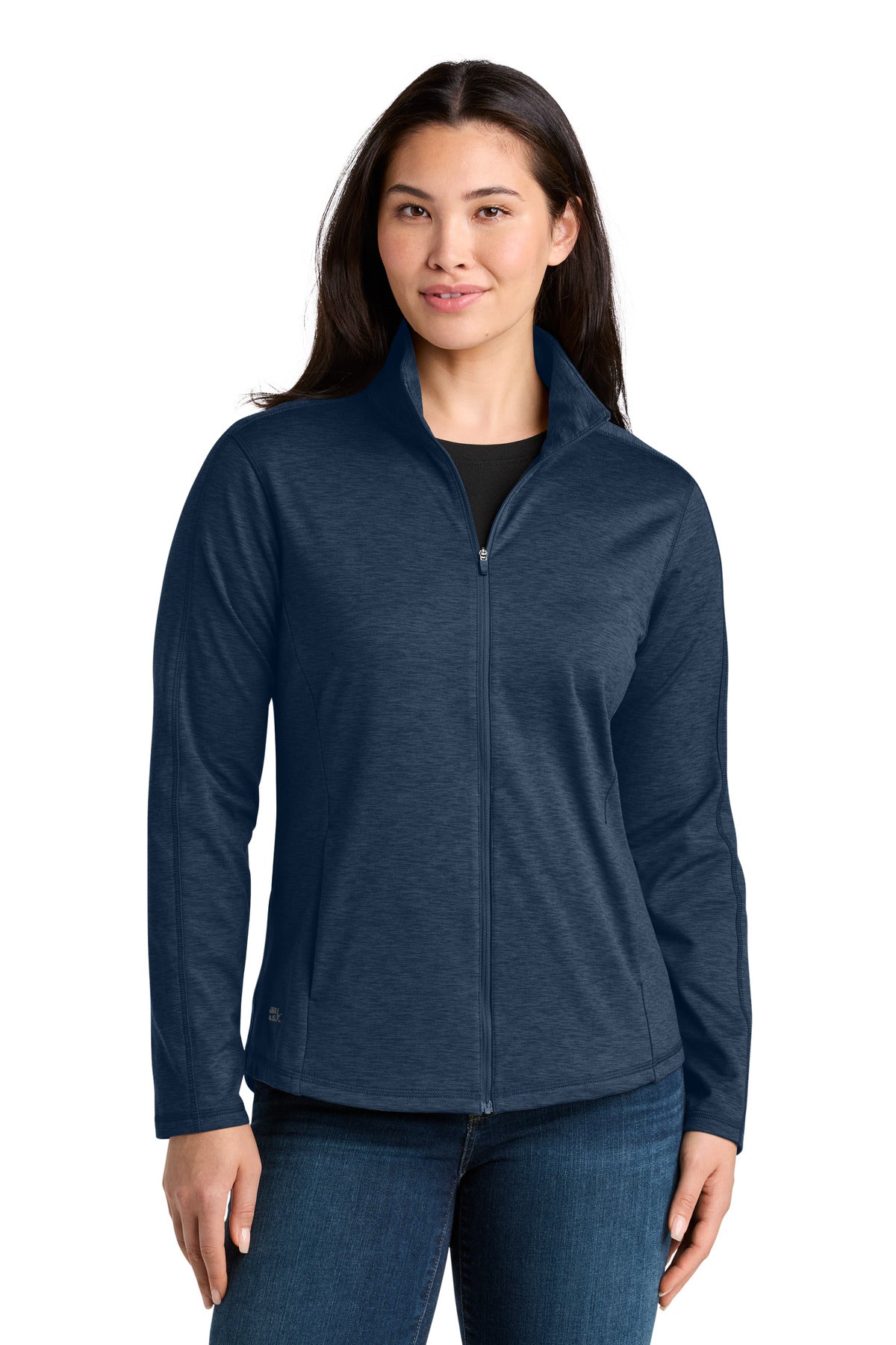 Custom River Blue Navy Heather Women's Adventurer Full-Zip EB121, personalized by SanCanDo Swag in Argyle, TX