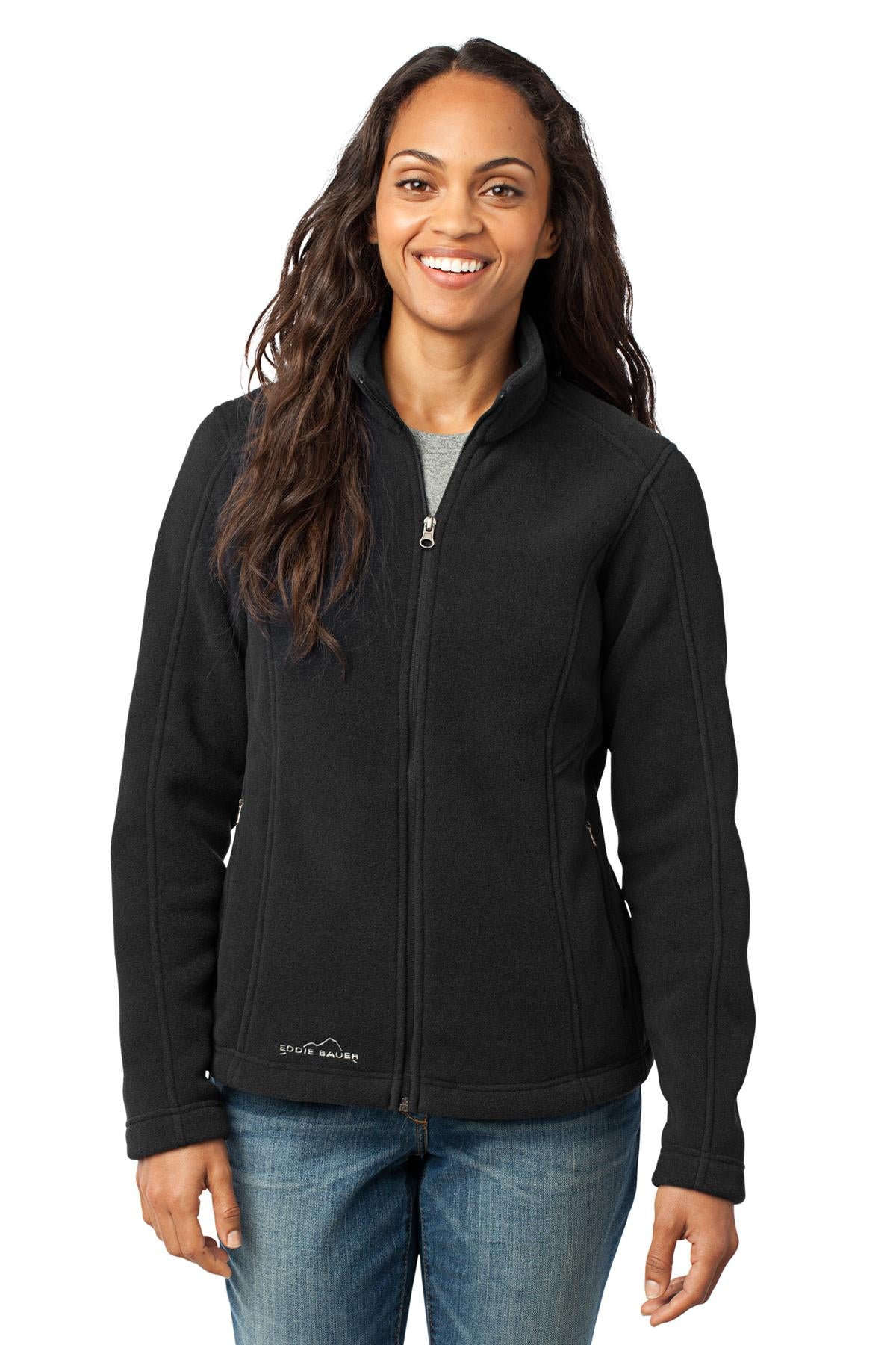 Custom Black Women's Full-Zip Fleece Jacket EB201, personalized by SanCanDo Swag in Argyle, TX