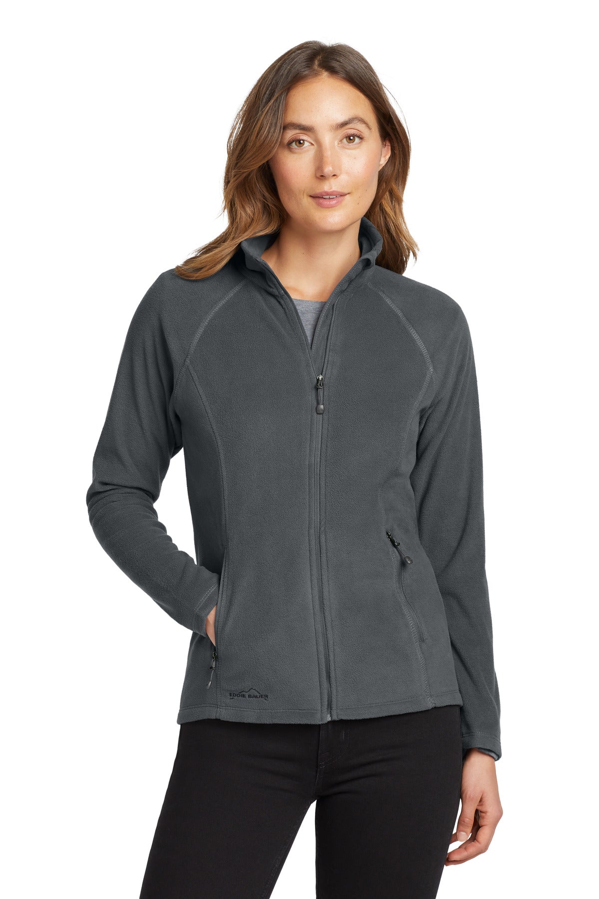 Custom Grey Steel Women's Full-Zip Microfleece Jacket EB225, personalized by SanCanDo Swag in Argyle, TX