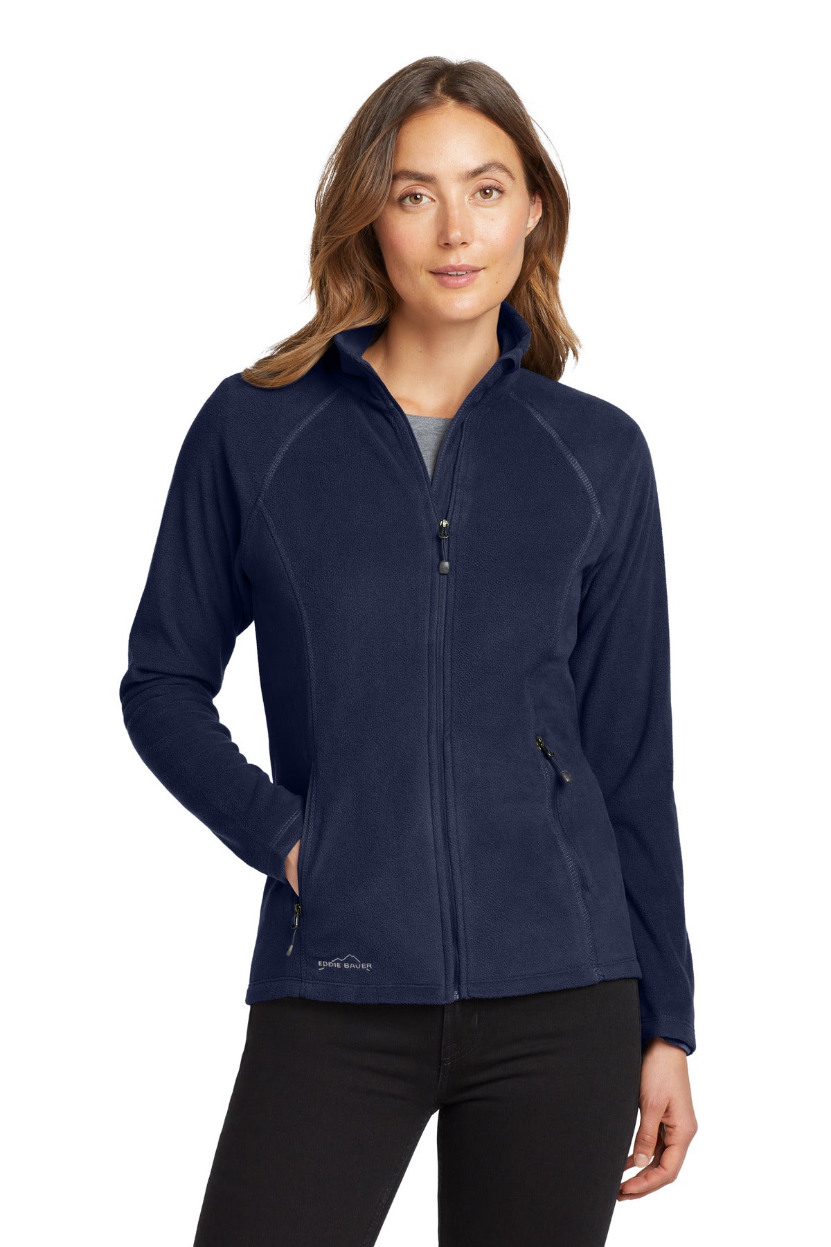 Custom Navy Women's Full-Zip Microfleece Jacket EB225, personalized by SanCanDo Swag in Argyle, TX