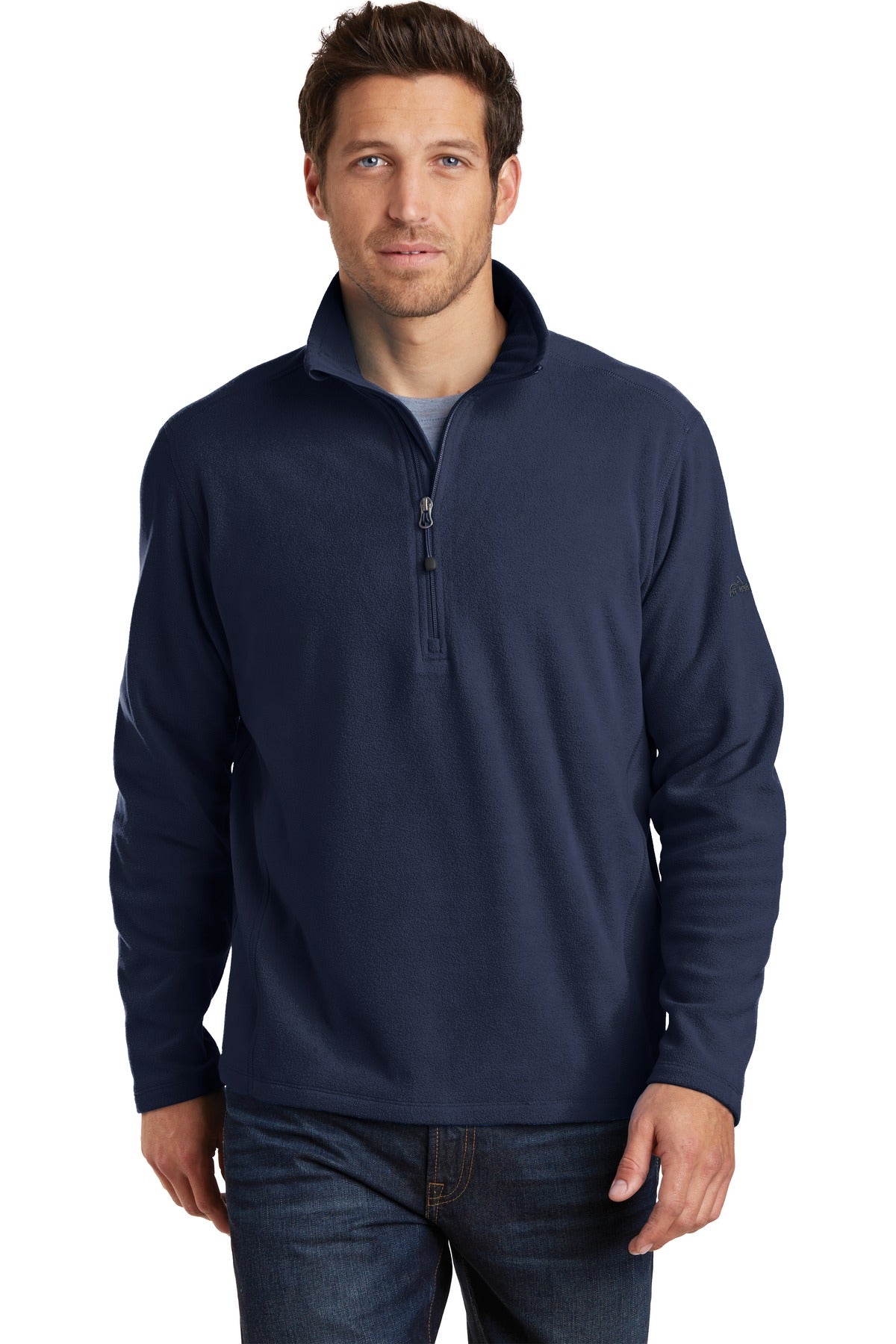 Custom Navy 1/2-Zip Microfleece Jacket EB226, personalized by SanCanDo Swag in Argyle, TX