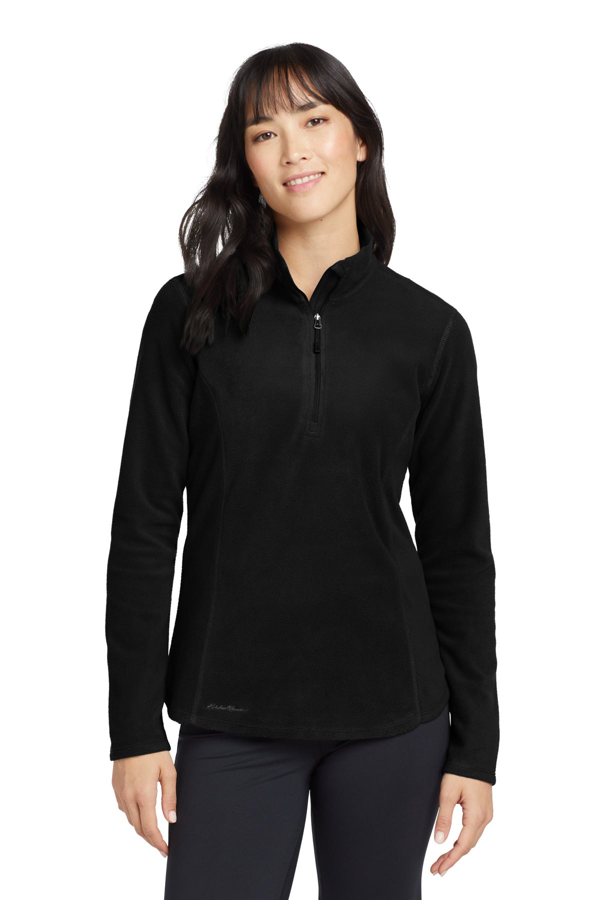 Custom Black Women's 1/2-Zip Microfleece Jacket EB227, personalized by SanCanDo Swag in Argyle, TX