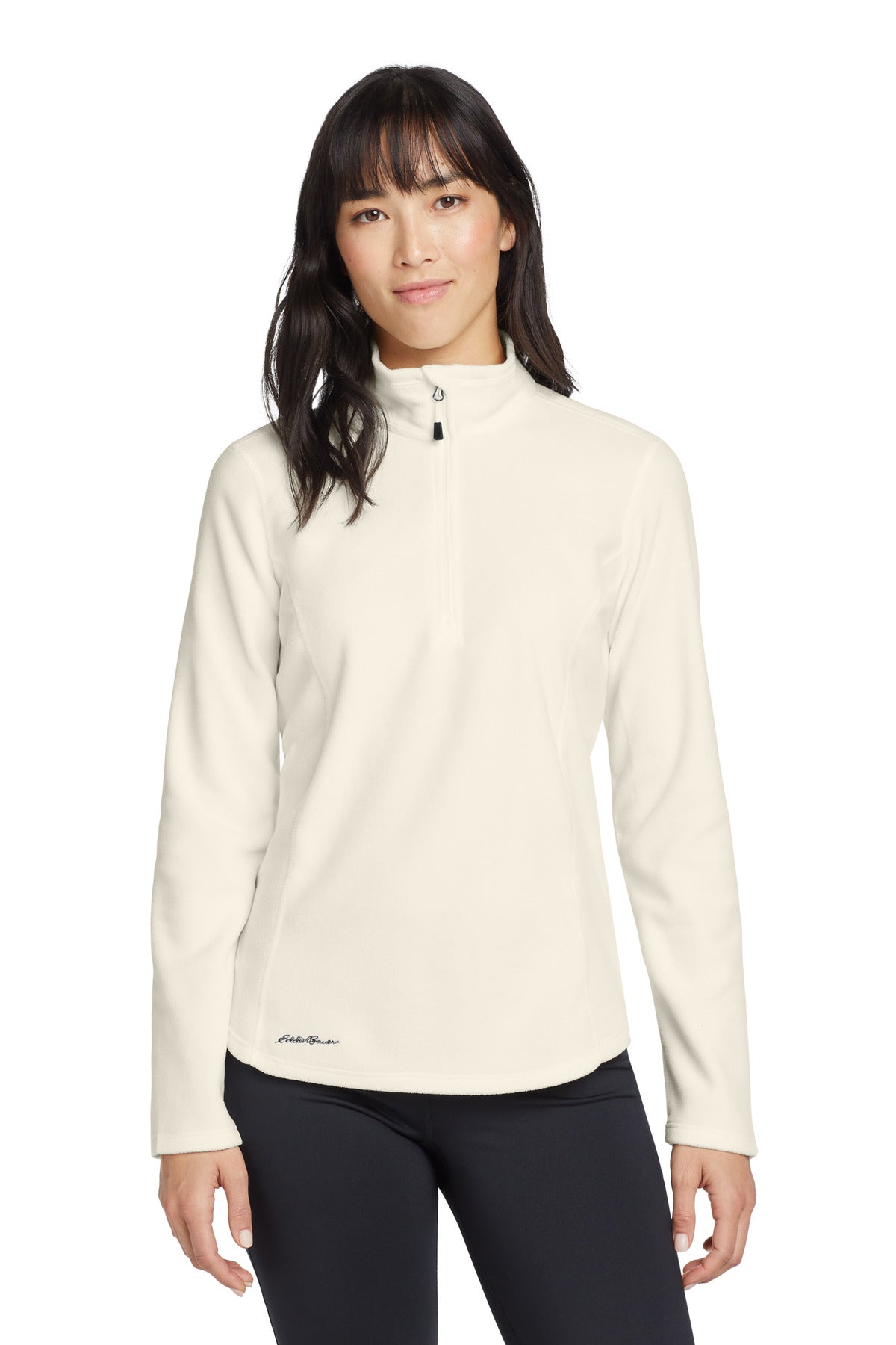 Custom Ivory Women's 1/2-Zip Microfleece Jacket EB227, personalized by SanCanDo Swag in Argyle, TX