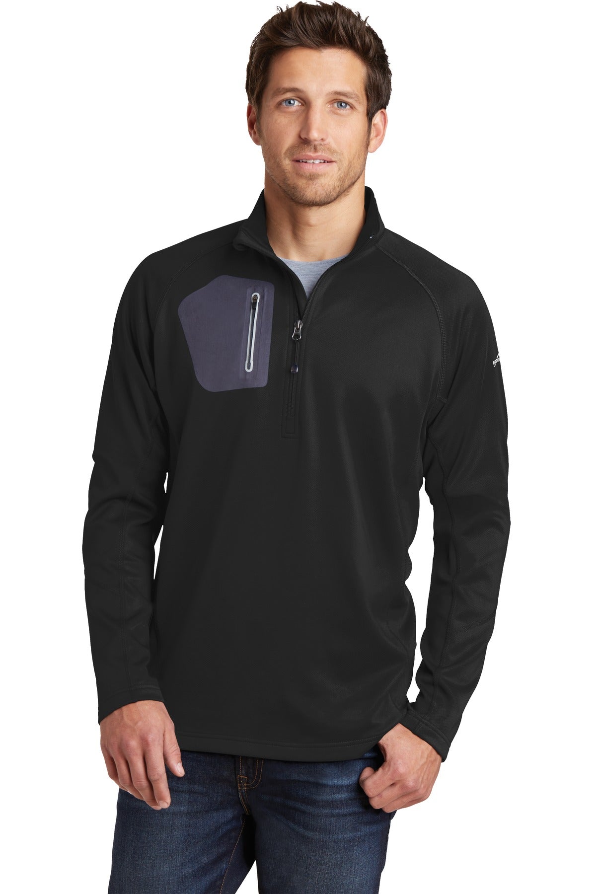 Custom Black 1/2-Zip Performance Fleece EB234, personalized by SanCanDo Swag in Argyle, TX