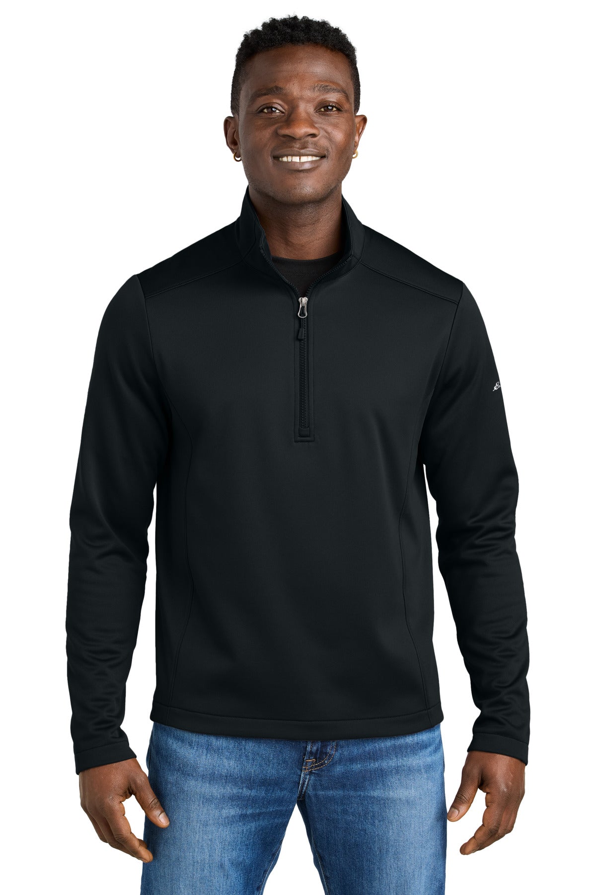 Custom Black Smooth Mid Layer Fleece 1/2-Zip EB2360, personalized by SanCanDo Swag in Argyle, TX
