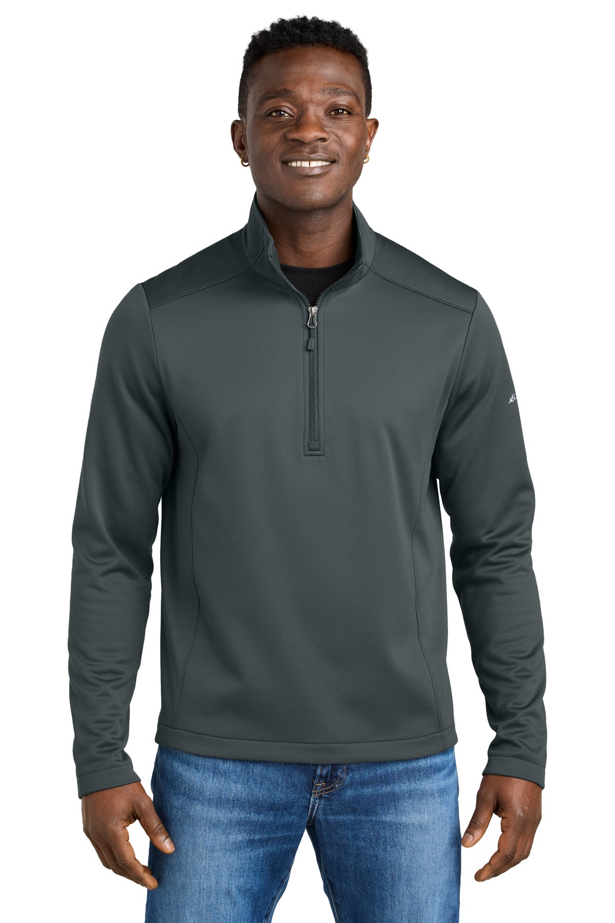 Custom Iron Gate Smooth Mid Layer Fleece 1/2-Zip EB2360, personalized by SanCanDo Swag in Argyle, TX