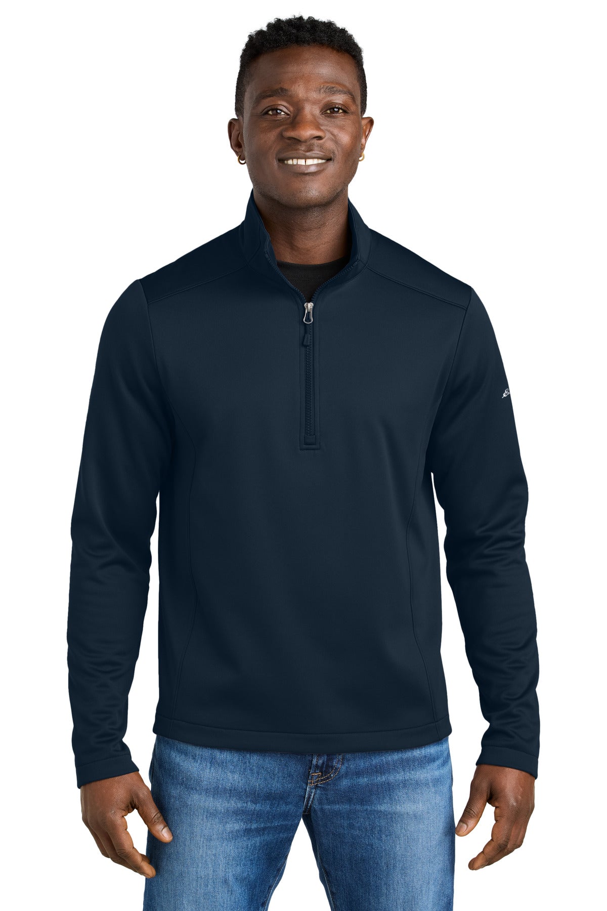 Custom River Blue Navy Smooth Mid Layer Fleece 1/2-Zip EB2360, personalized by SanCanDo Swag in Argyle, TX