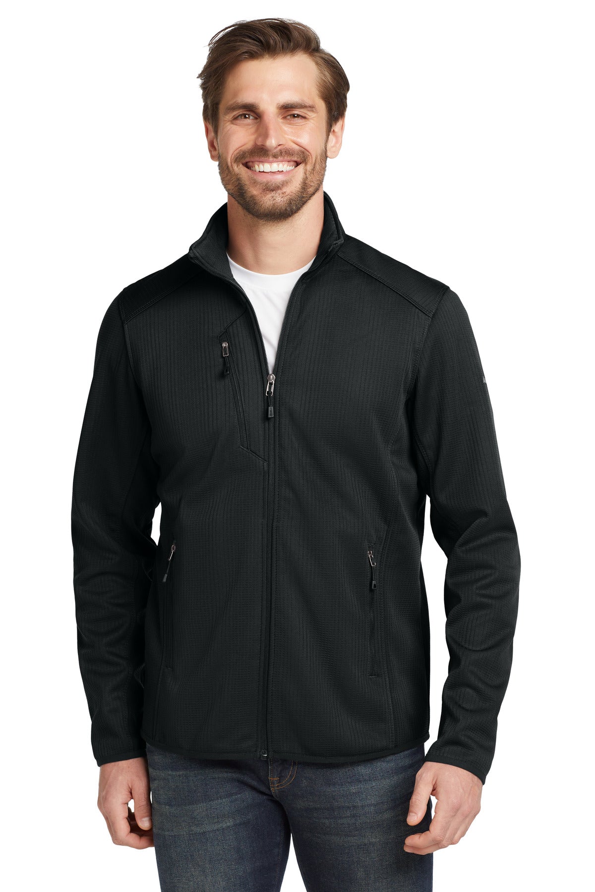 Custom Black Dash Full-Zip Fleece Jacket EB242, personalized by SanCanDo Swag in Argyle, TX