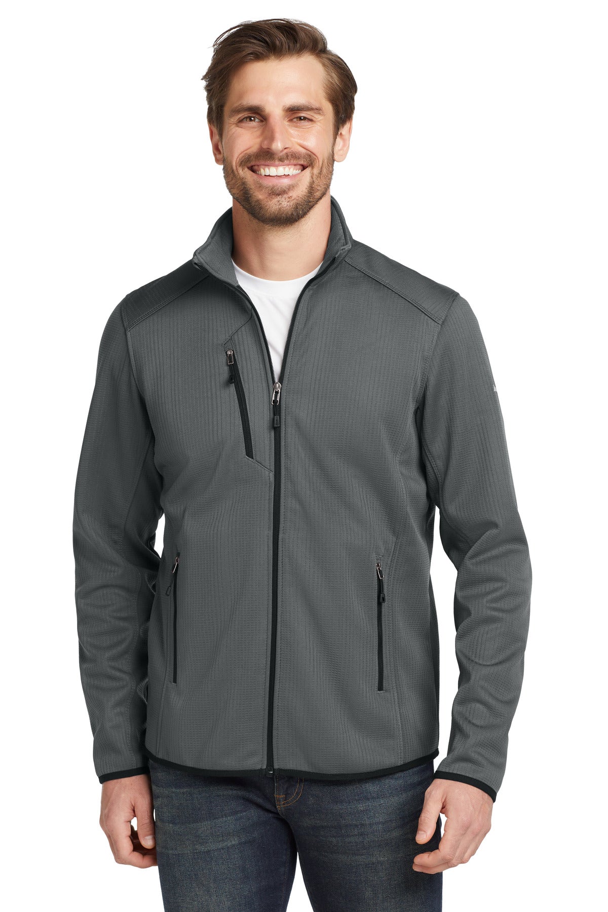Custom Grey Steel Dash Full-Zip Fleece Jacket EB242, personalized by SanCanDo Swag in Argyle, TX