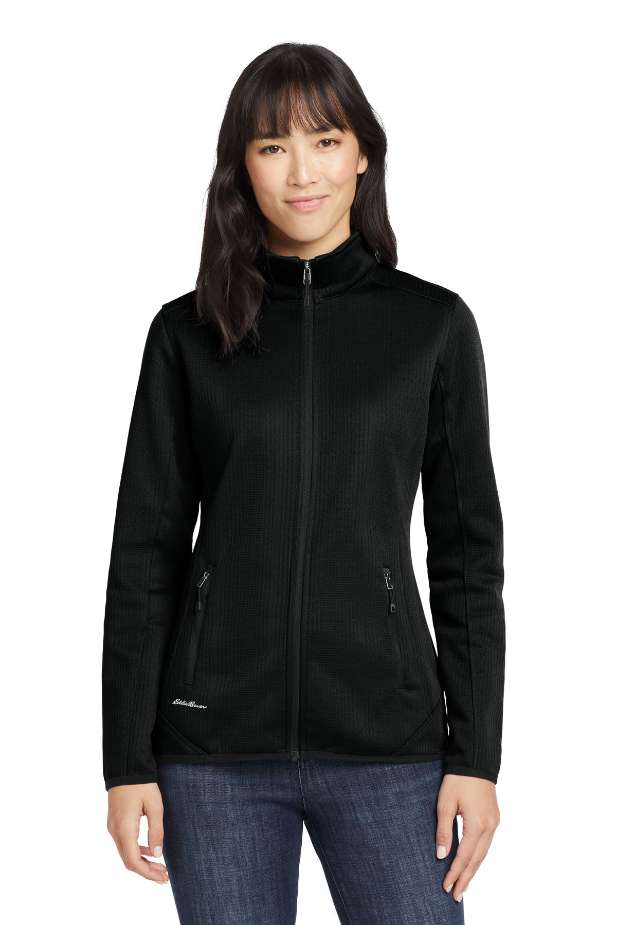 Custom Black Women's Dash Full-Zip Fleece Jacket EB243, personalized by SanCanDo Swag in Argyle, TX