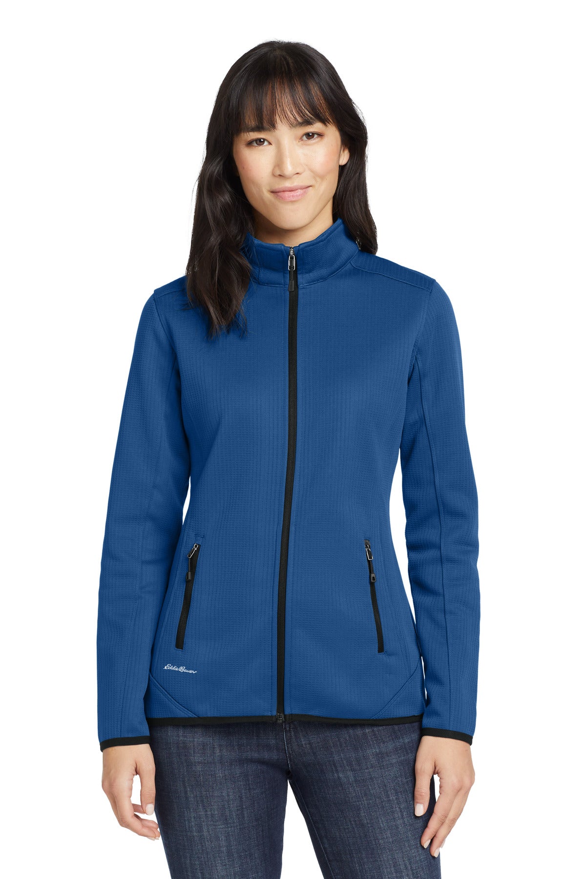 Custom Cobalt Blue Women's Dash Full-Zip Fleece Jacket EB243, personalized by SanCanDo Swag in Argyle, TX