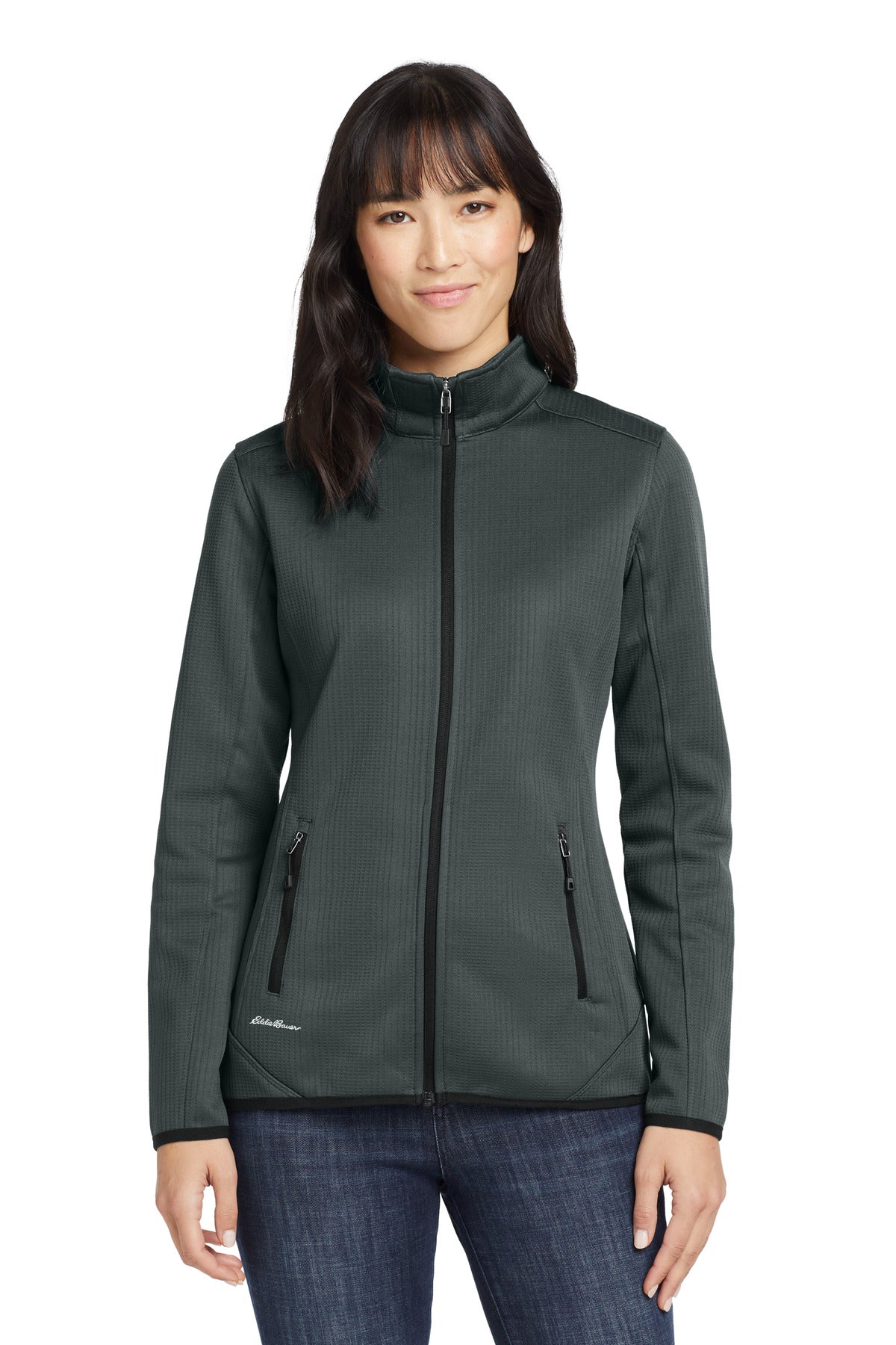 Custom Grey Steel Women's Dash Full-Zip Fleece Jacket EB243, personalized by SanCanDo Swag in Argyle, TX