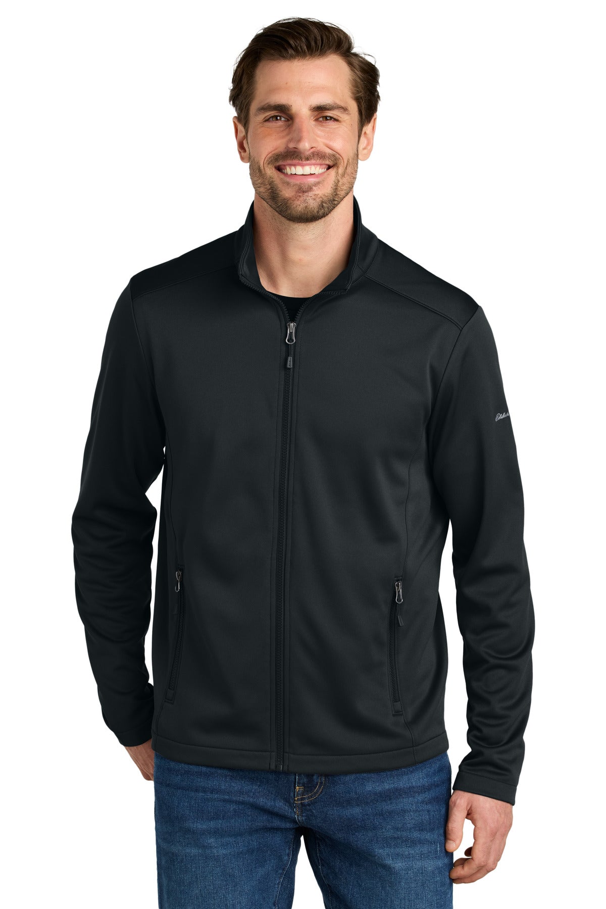 Custom Black Smooth Mid Layer Fleece Full-Zip EB2460, personalized by SanCanDo Swag in Argyle, TX