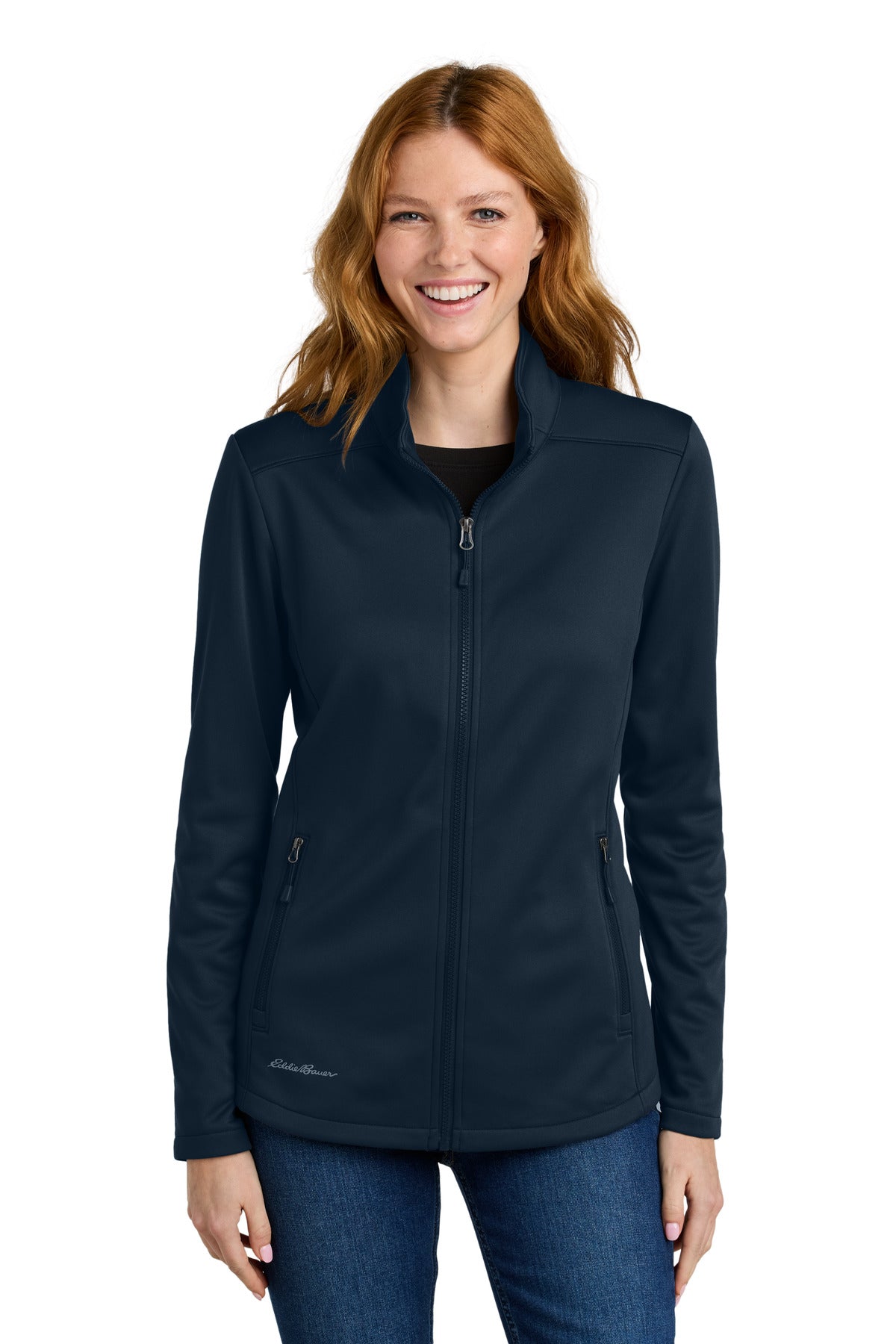 Custom River Blue Navy Women's Smooth Mid Layer Fleece Full-Zip EB2470, personalized by SanCanDo Swag in Argyle, TX