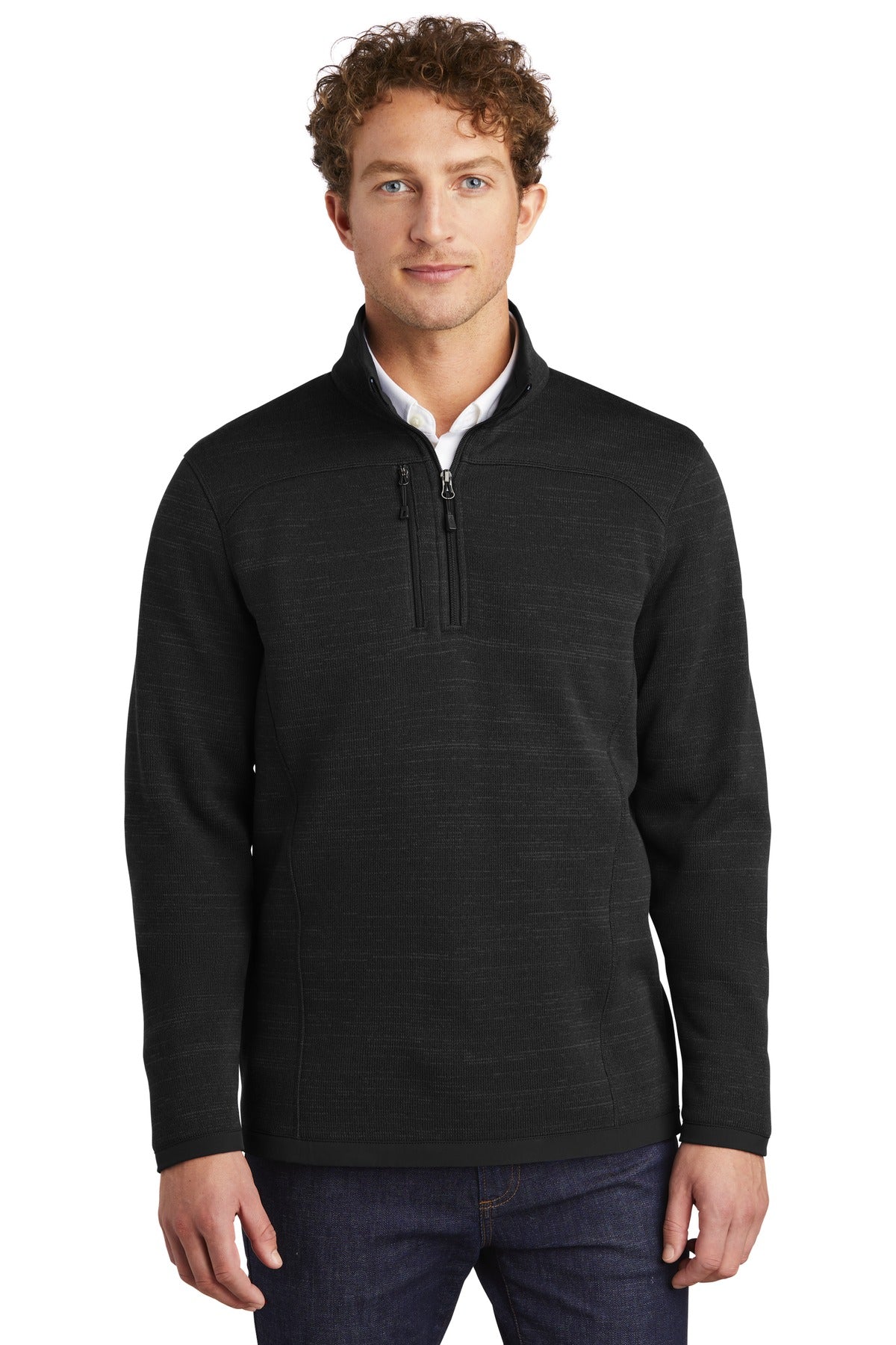 Custom Black Sweater Fleece 1/4-Zip EB254, personalized by SanCanDo Swag in Argyle, TX