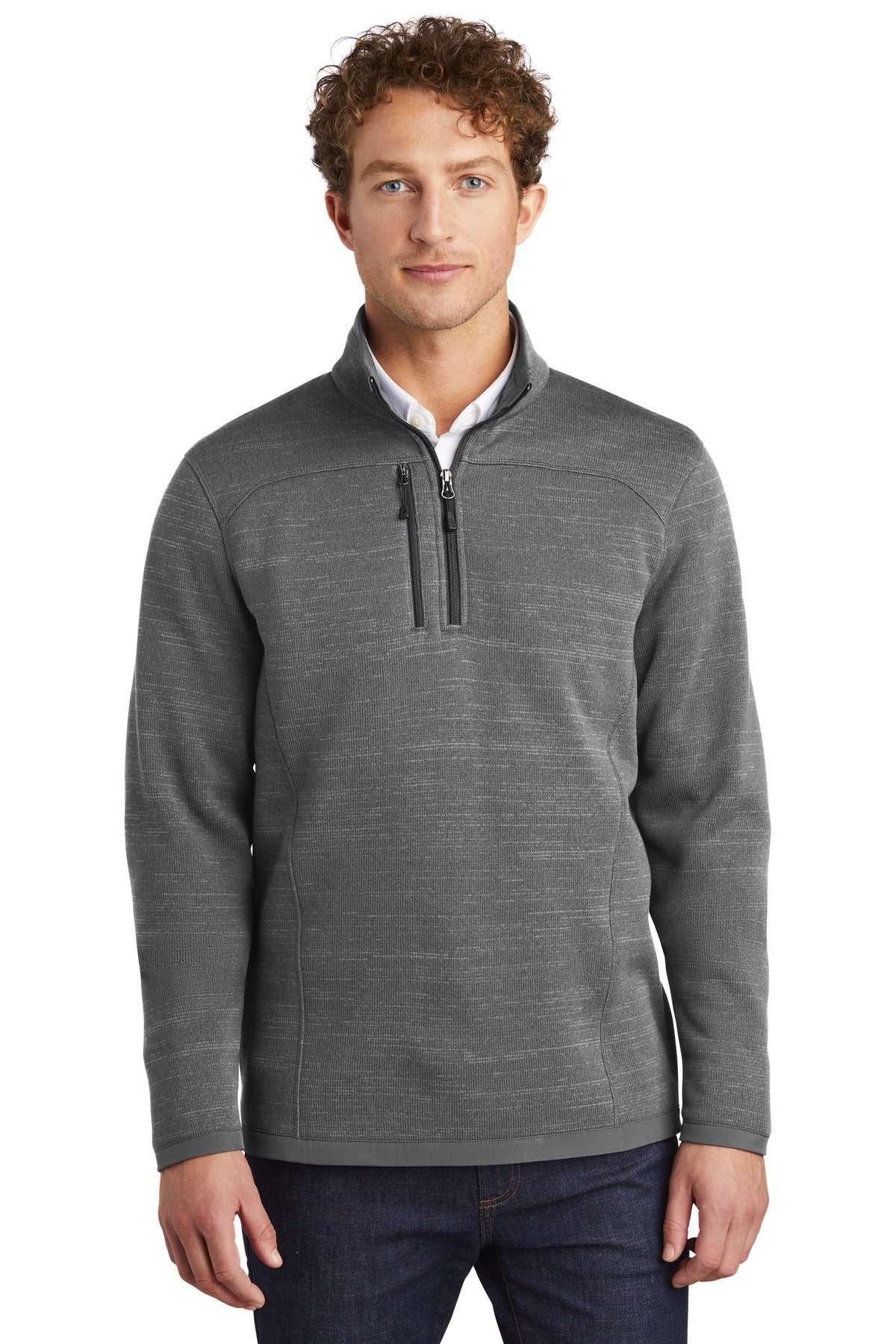 Custom Dark Grey Heather Sweater Fleece 1/4-Zip EB254, personalized by SanCanDo Swag in Argyle, TX