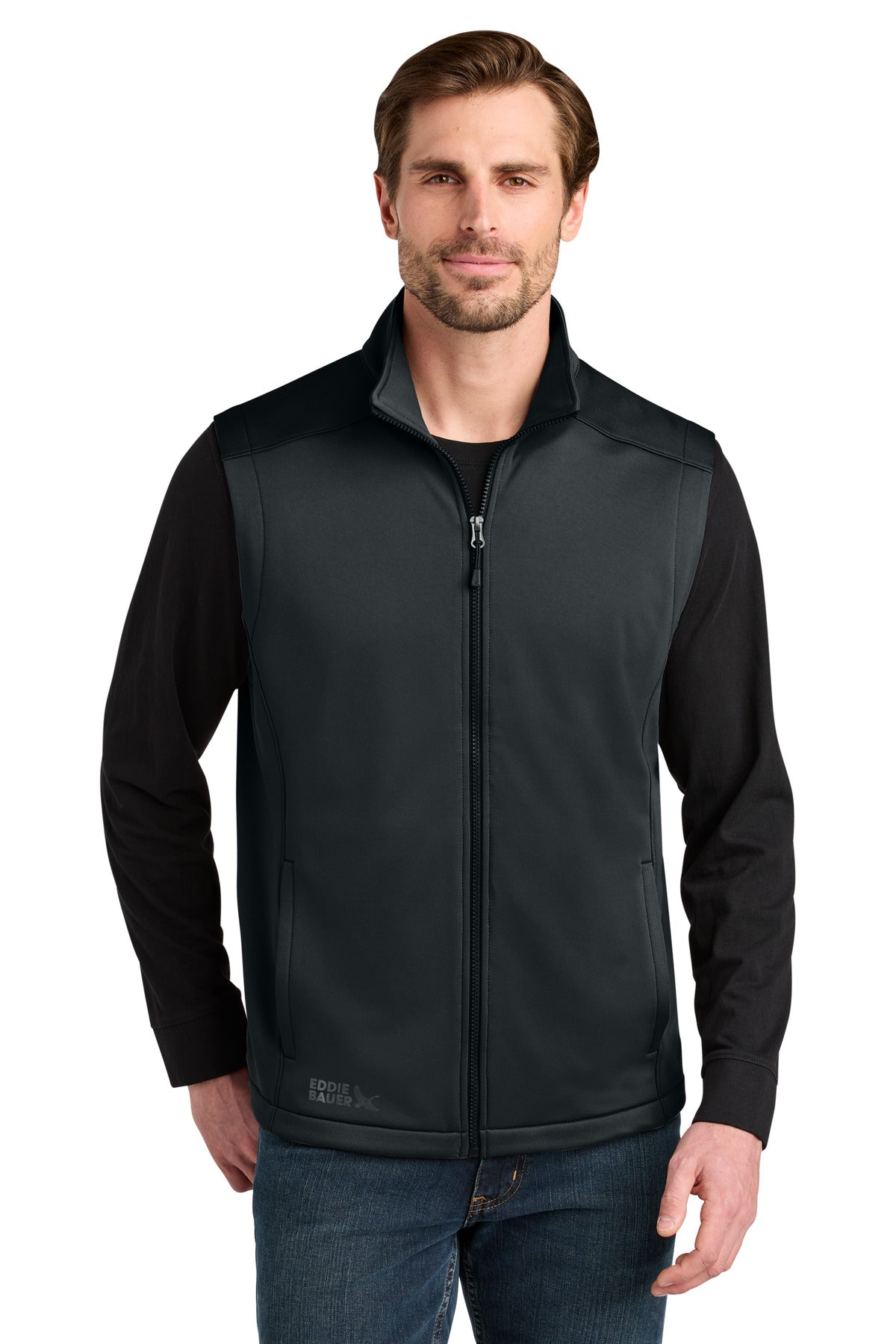 Custom Black Smooth Mid Layer Fleece Vest EB2560, personalized by SanCanDo Swag in Argyle, TX