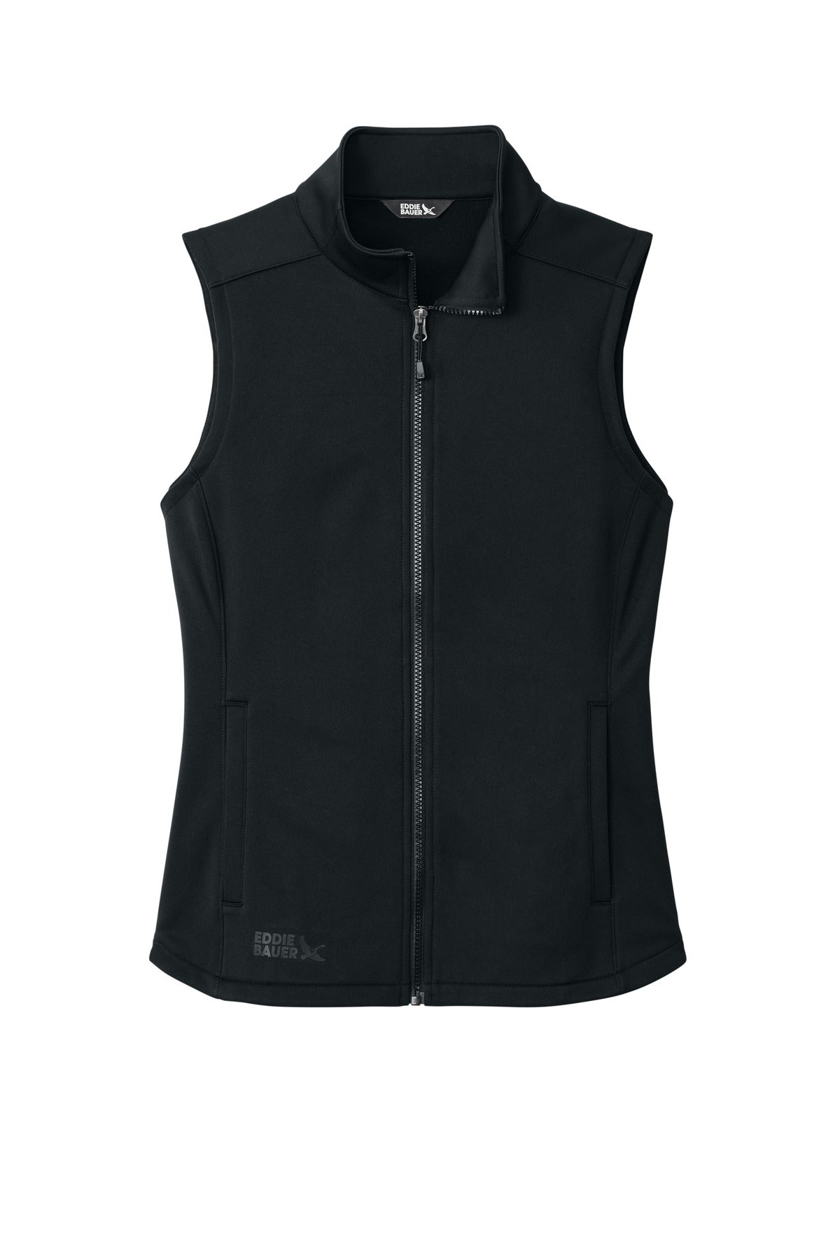 Custom Black Women's Smooth Mid Layer Fleece Vest EB2570, personalized by SanCanDo Swag in Argyle, TX