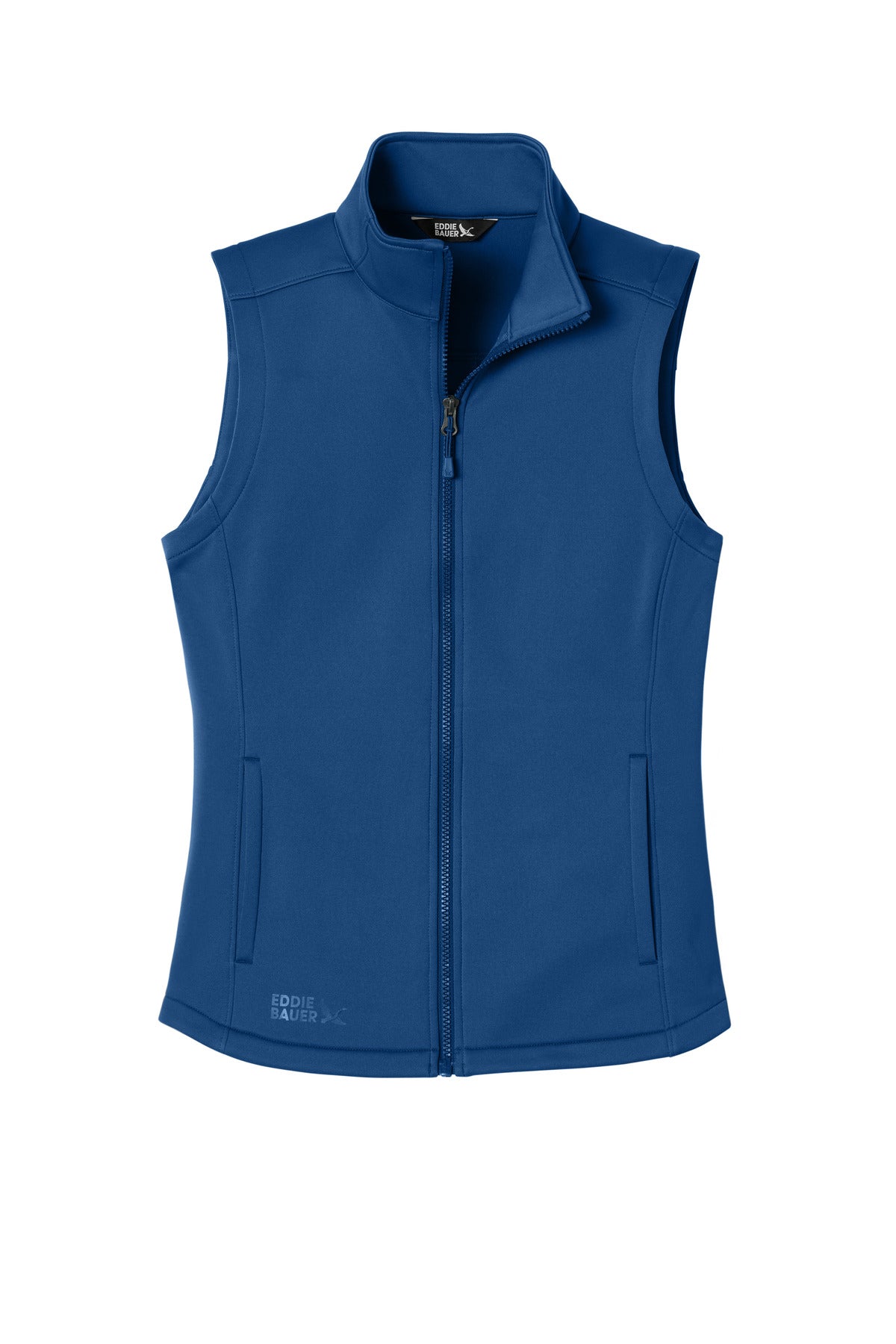 Custom Cobalt Blue Women's Smooth Mid Layer Fleece Vest EB2570, personalized by SanCanDo Swag in Argyle, TX