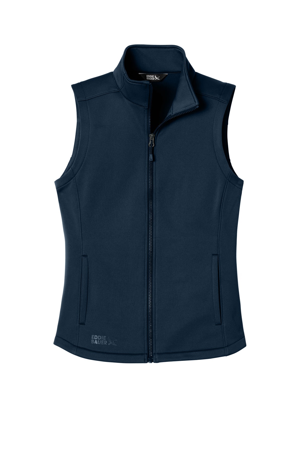 Custom River Blue Navy Women's Smooth Mid Layer Fleece Vest EB2570, personalized by SanCanDo Swag in Argyle, TX