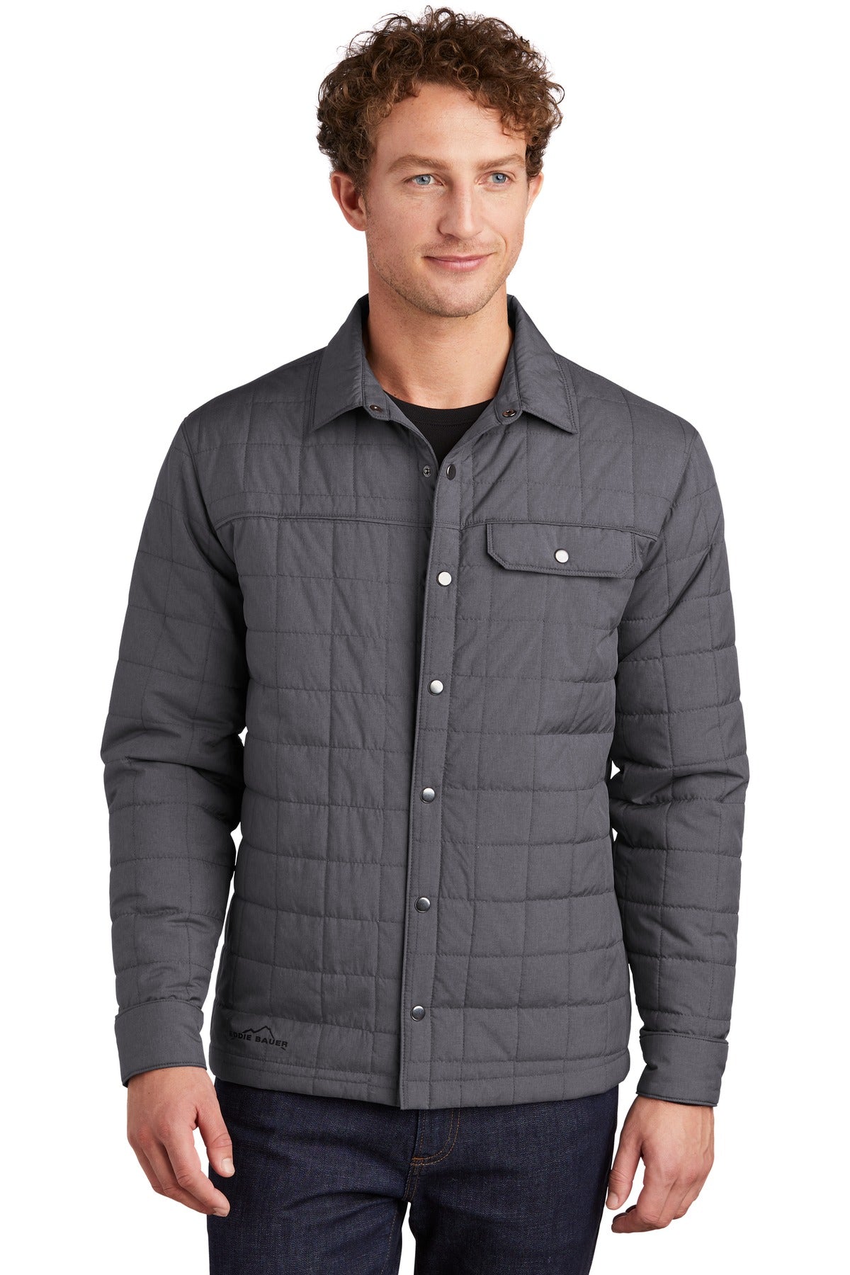 Custom Charcoal Grey Heather Shirt Jac EB502, personalized by SanCanDo Swag in Argyle, TX