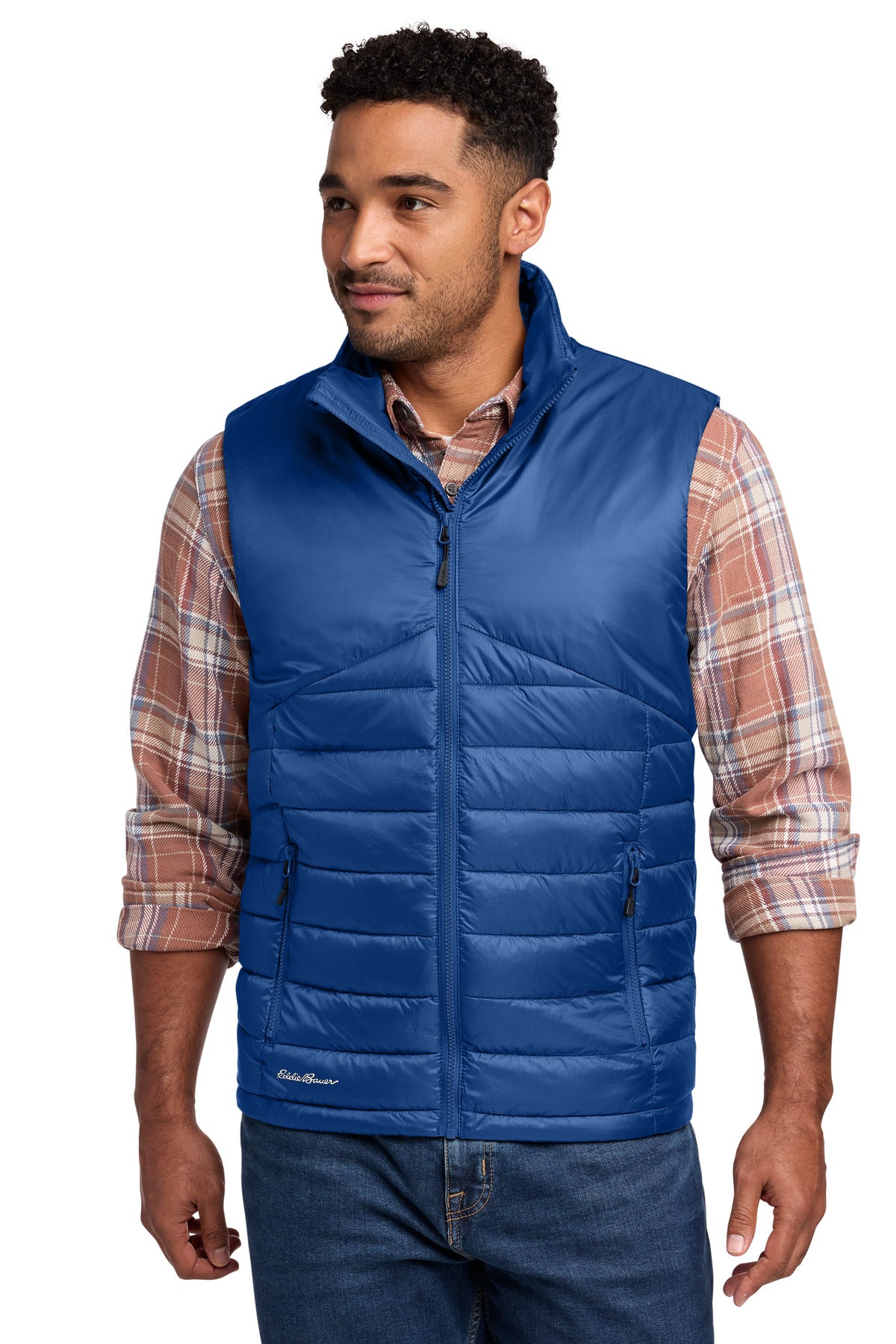 Custom Cobalt Blue Quilted Vest EB512, personalized by SanCanDo Swag in Argyle, TX