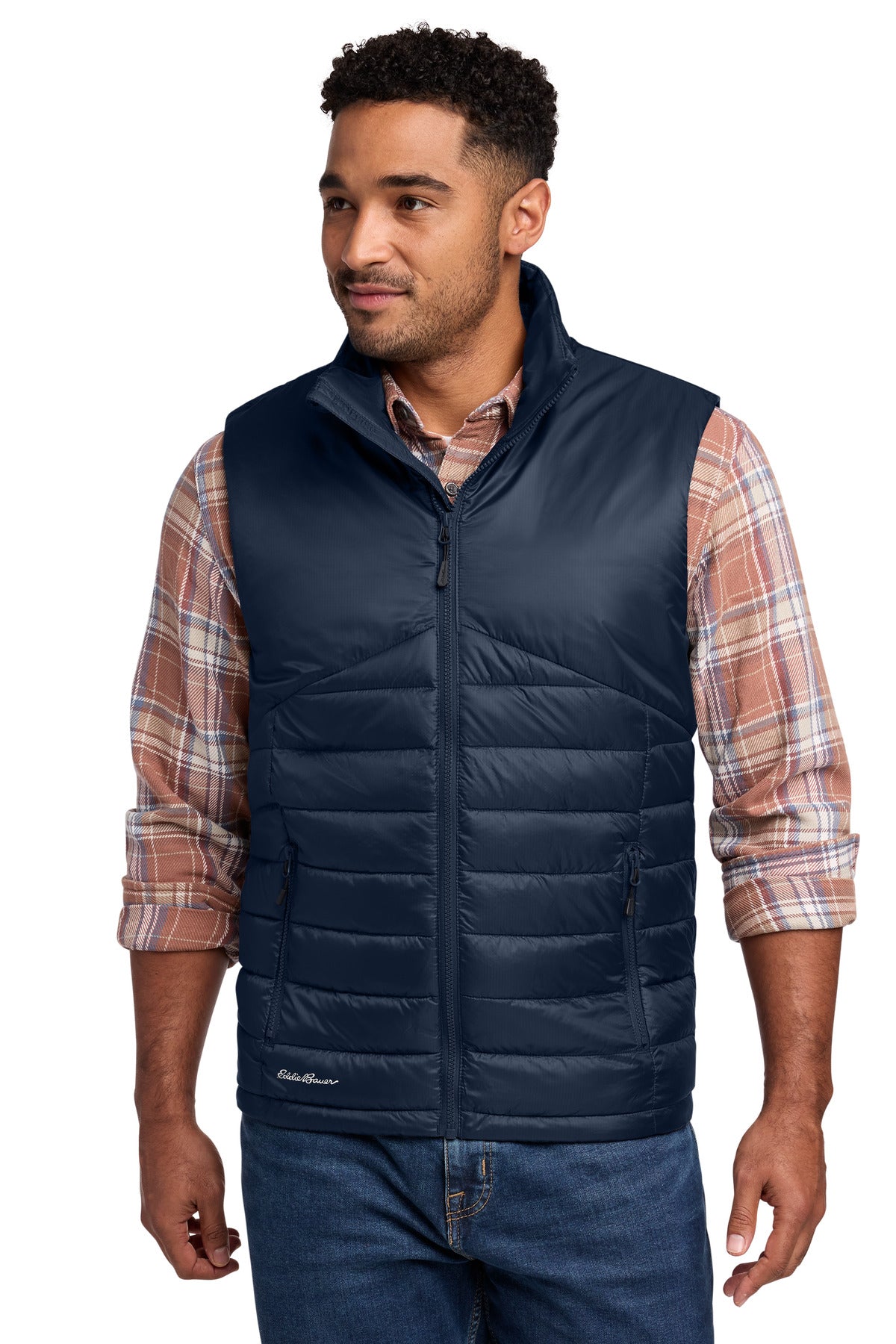 Custom River Blue Navy Quilted Vest EB512, personalized by SanCanDo Swag in Argyle, TX