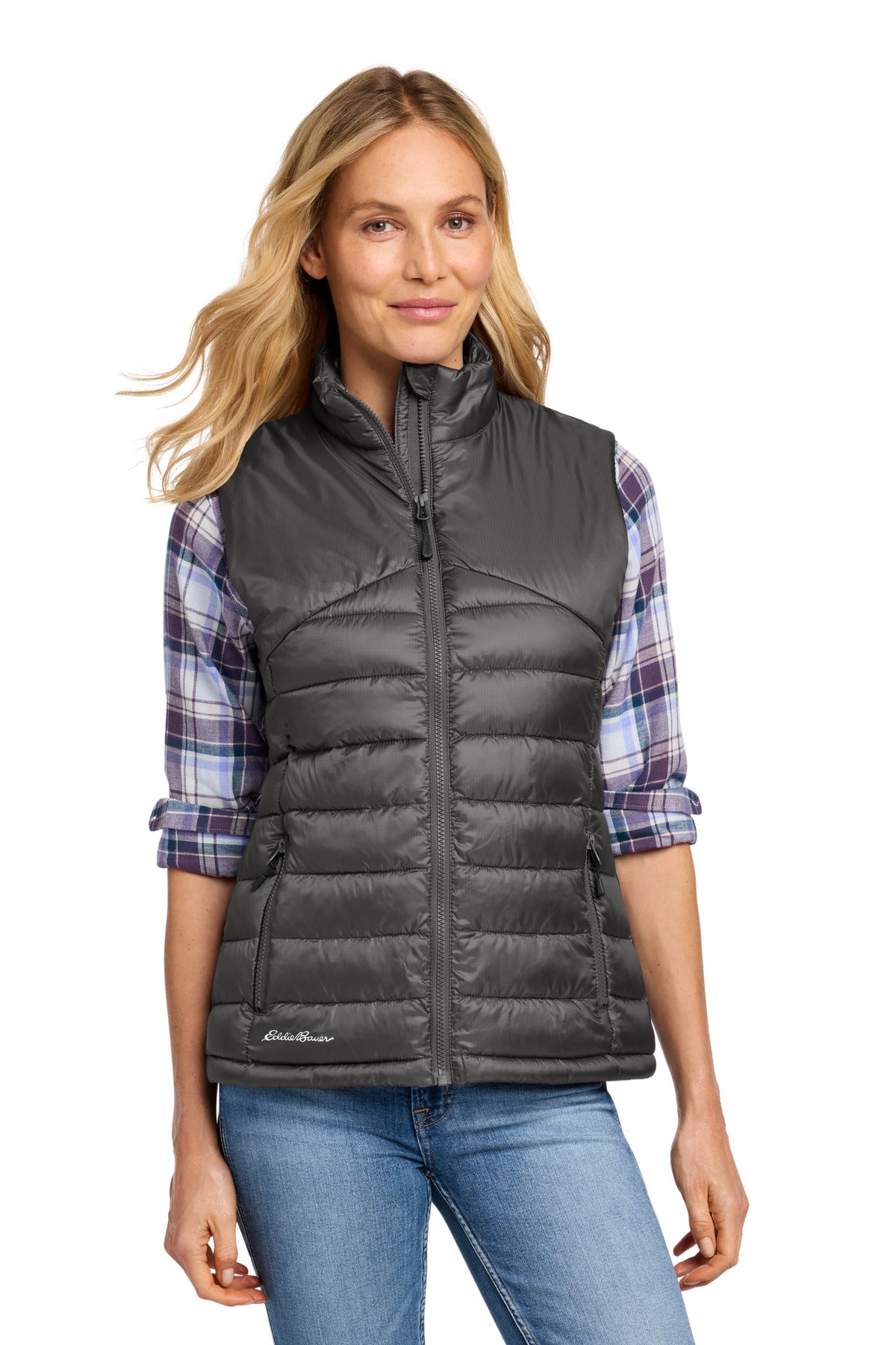 Custom Iron Gate Women's Quilted Vest EB513, personalized by SanCanDo Swag in Argyle, TX