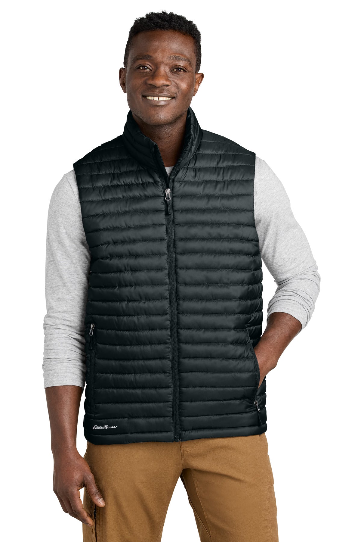 Custom Black Packable Quilted Vest EB516, personalized by SanCanDo Swag in Argyle, TX