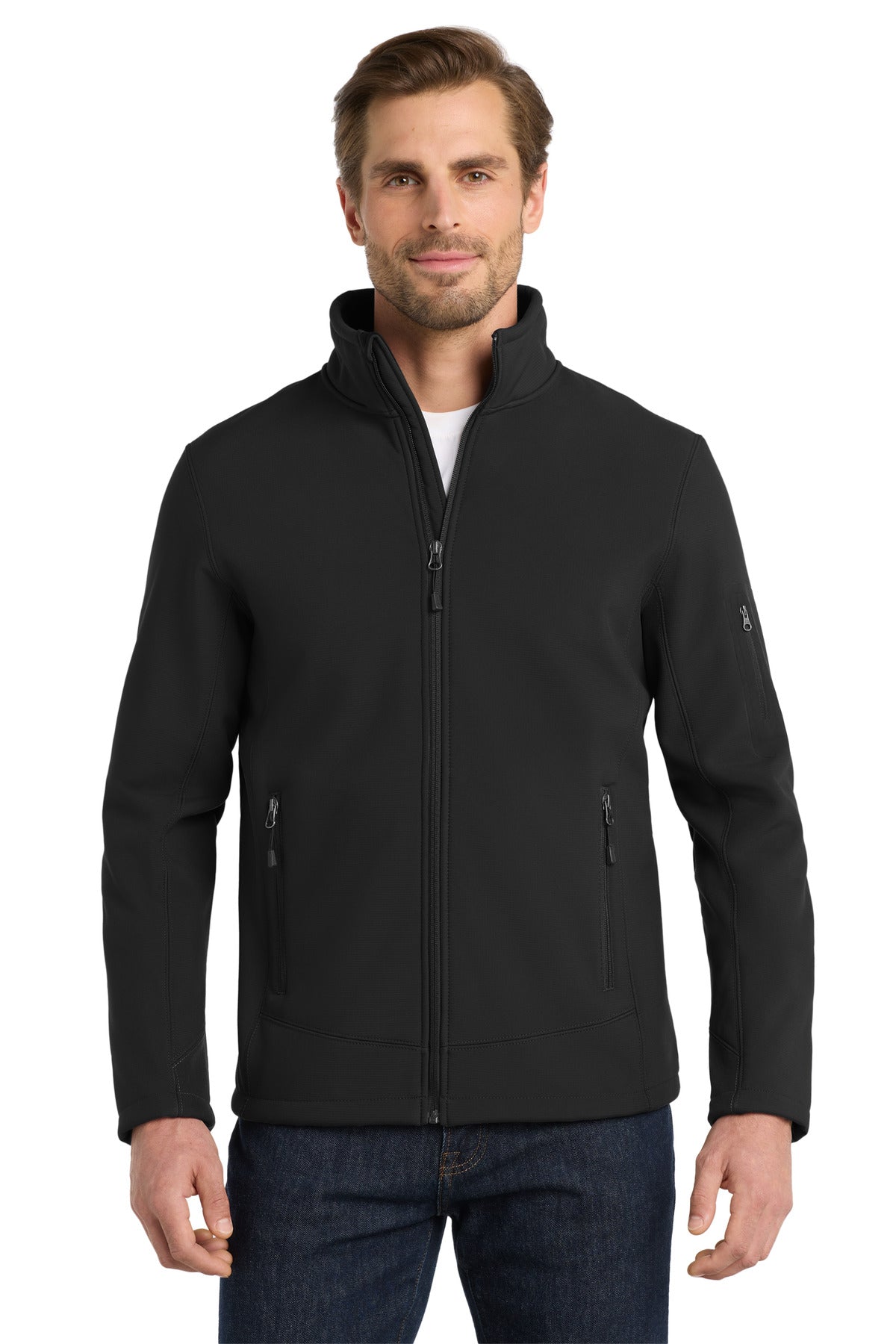 Custom Black Rugged Ripstop Soft Shell Jacket EB534, personalized by SanCanDo Swag in Argyle, TX