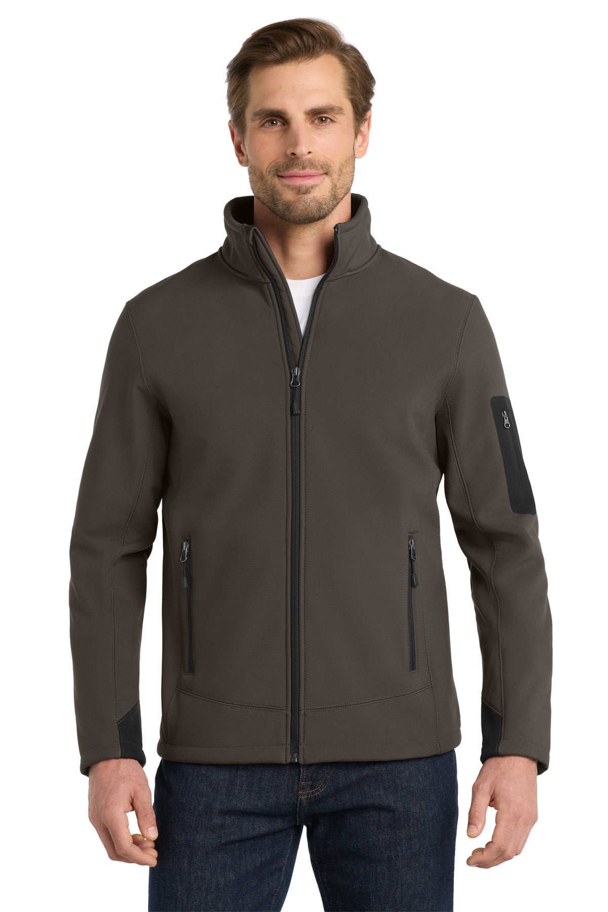 Custom Canteen Grey Rugged Ripstop Soft Shell Jacket EB534, personalized by SanCanDo Swag in Argyle, TX