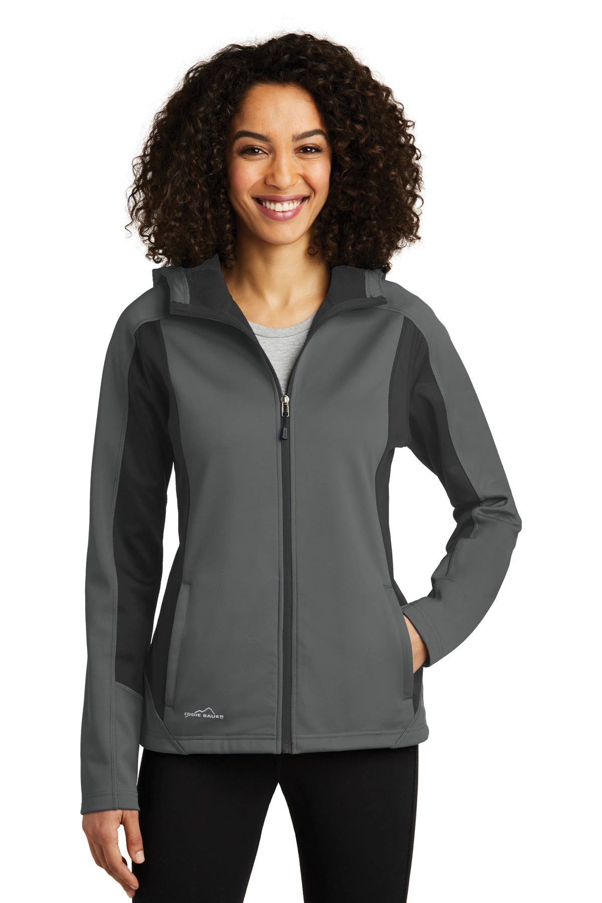 Custom Metal Grey/ Grey Steel Women's Trail Soft Shell Jacket EB543, personalized by SanCanDo Swag in Argyle, TX