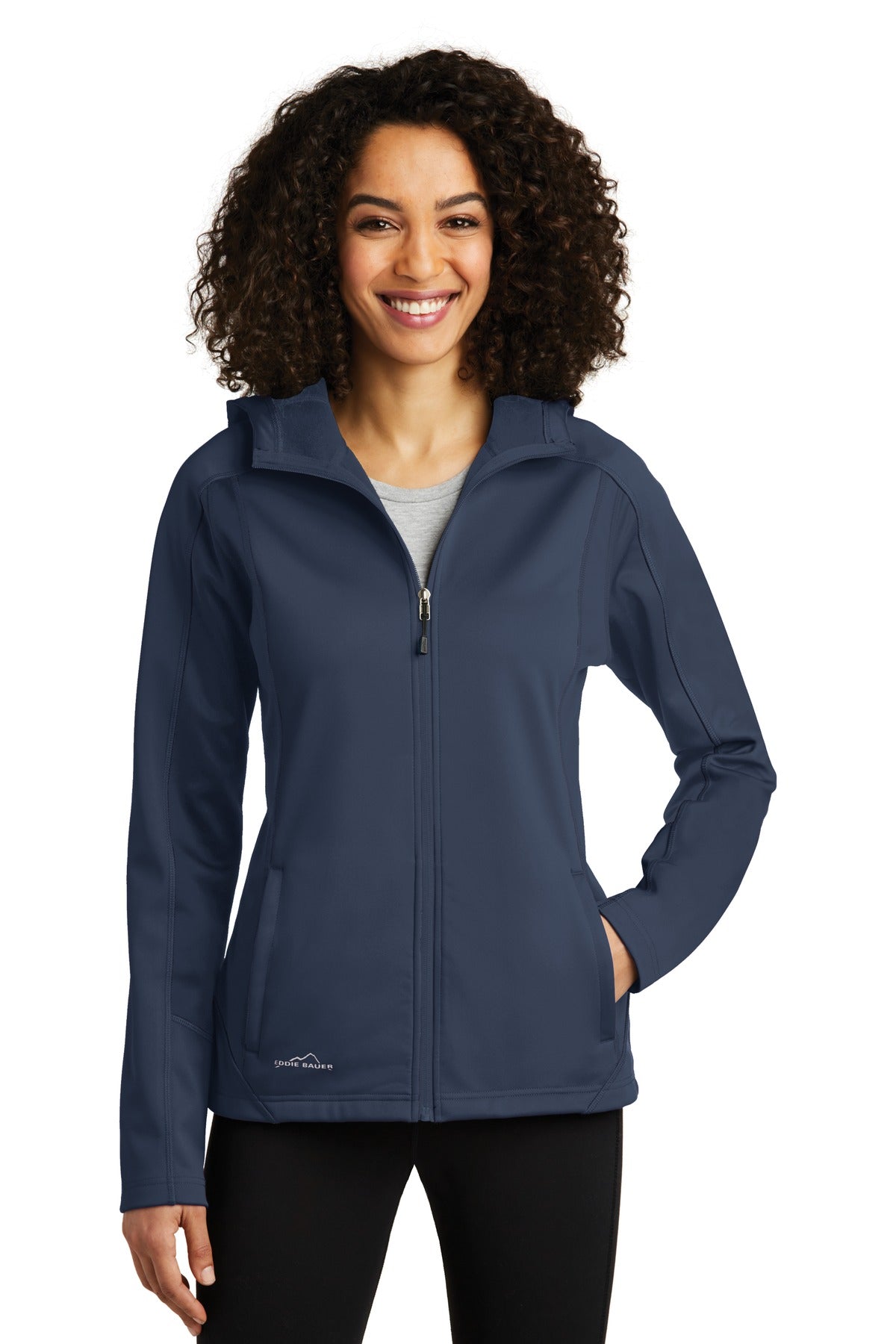 Custom River Blue Navy/ River Blue Navy Women's Trail Soft Shell Jacket EB543, personalized by SanCanDo Swag in Argyle, TX