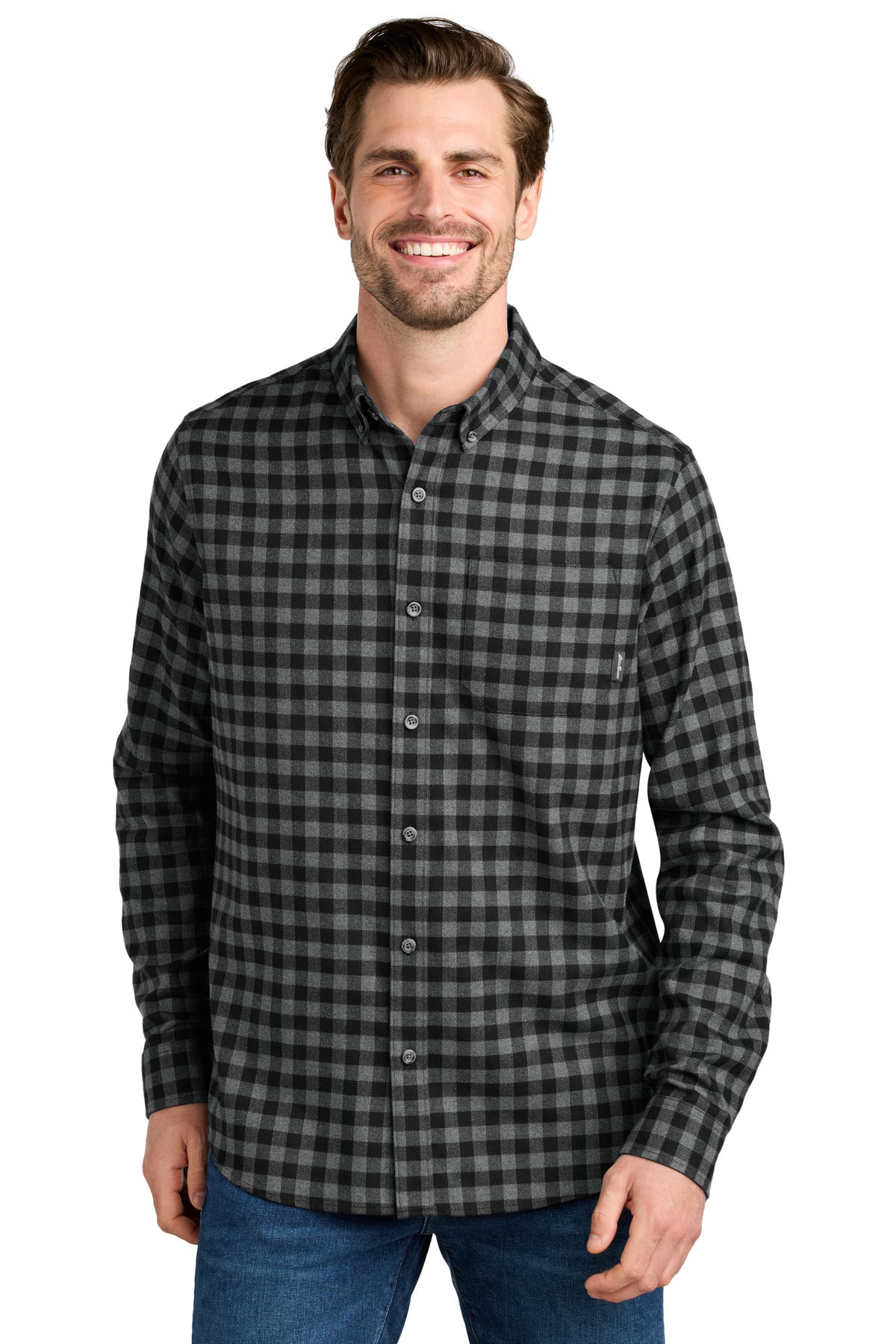 Custom Deep Black Mini Buffalo Long Sleeve Favorite Flannel Plaid Shirt EB610, personalized by SanCanDo Swag in Argyle, TX