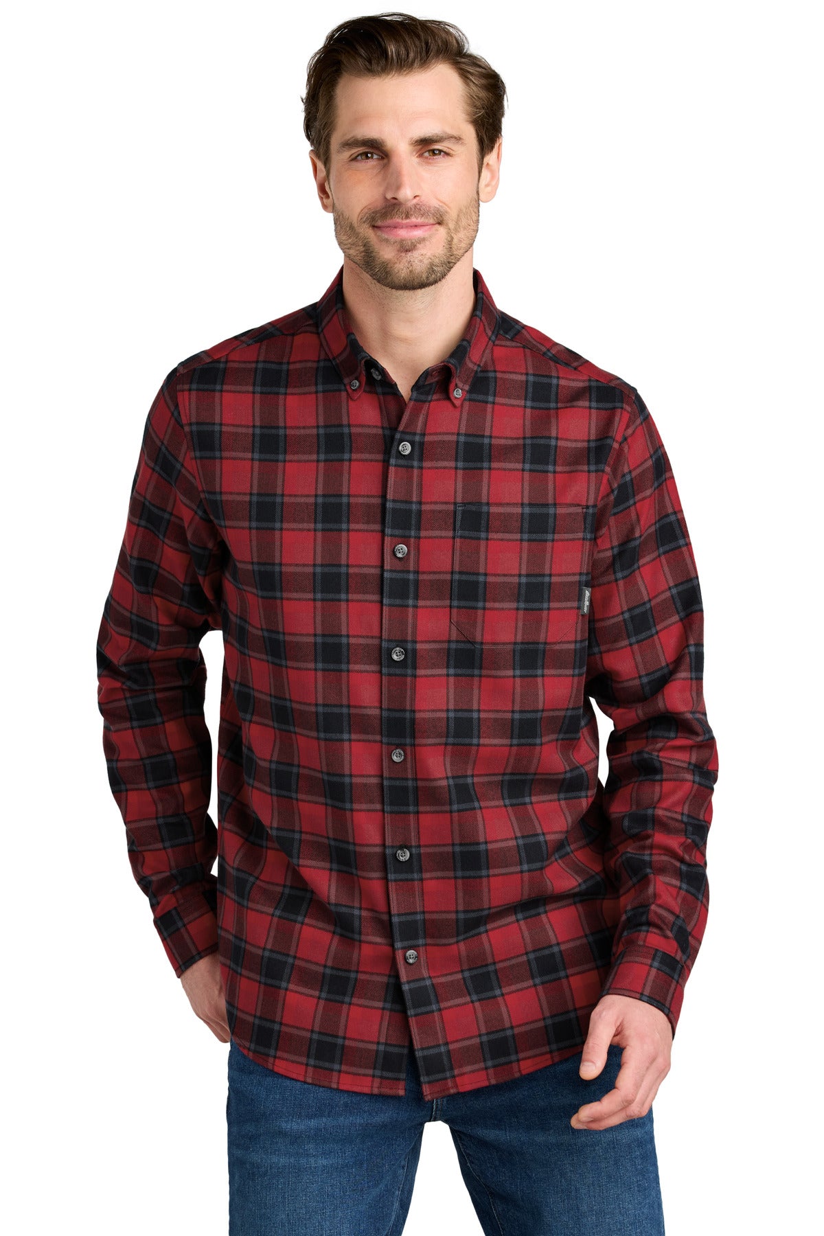 Custom Red Highland Plaid Long Sleeve Favorite Flannel Plaid Shirt EB610, personalized by SanCanDo Swag in Argyle, TX