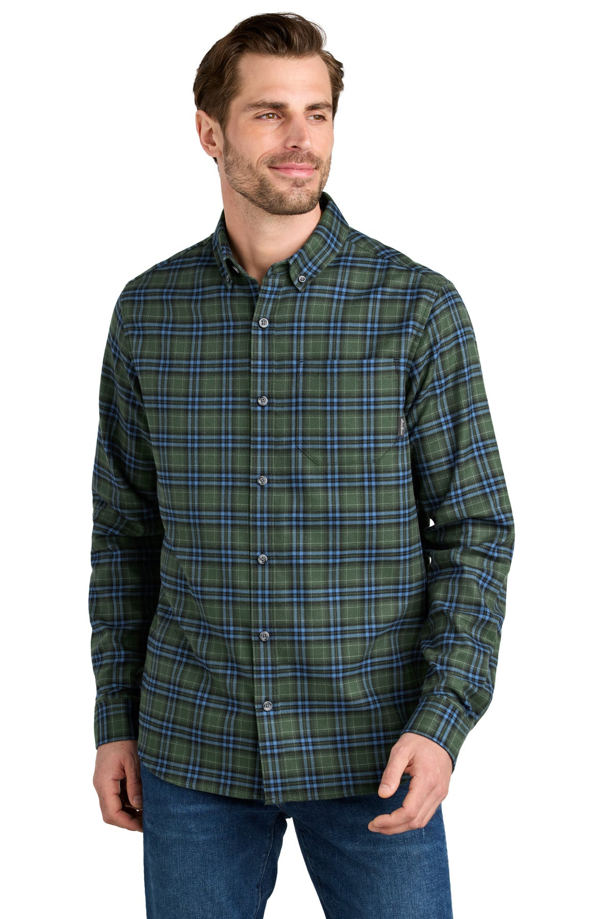 Custom Soft Olive Plaid Long Sleeve Favorite Flannel Plaid Shirt EB610, personalized by SanCanDo Swag in Argyle, TX