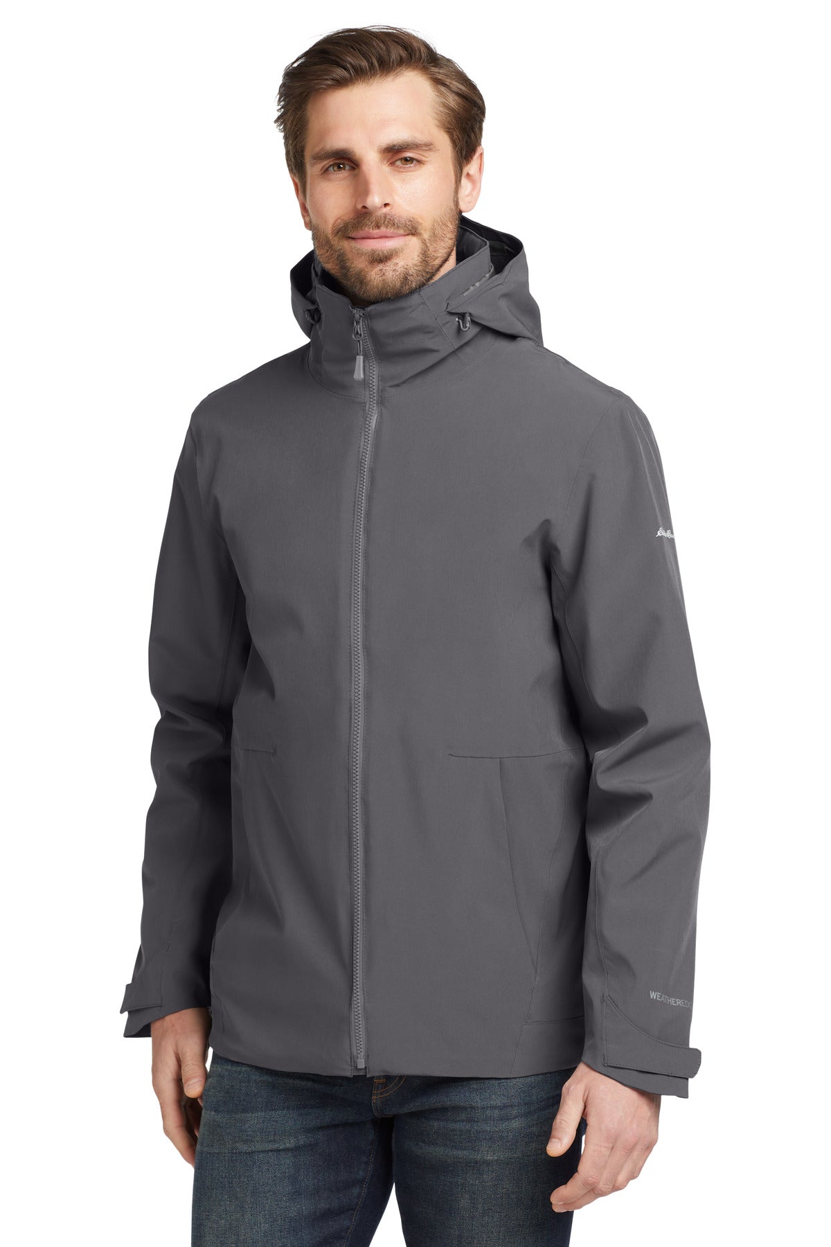Custom Grey Steel/ Metal Grey WeatherEdge 3-in-1 Jacket EB656, personalized by SanCanDo Swag in Argyle, TX