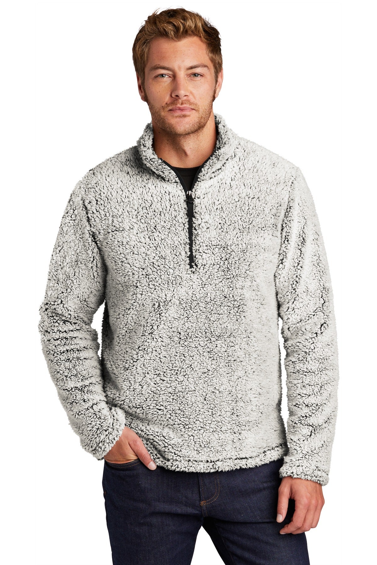 Custom Grey Heather Cozy 1/4-Zip Fleece F130, personalized by SanCanDo Swag in Argyle, TX