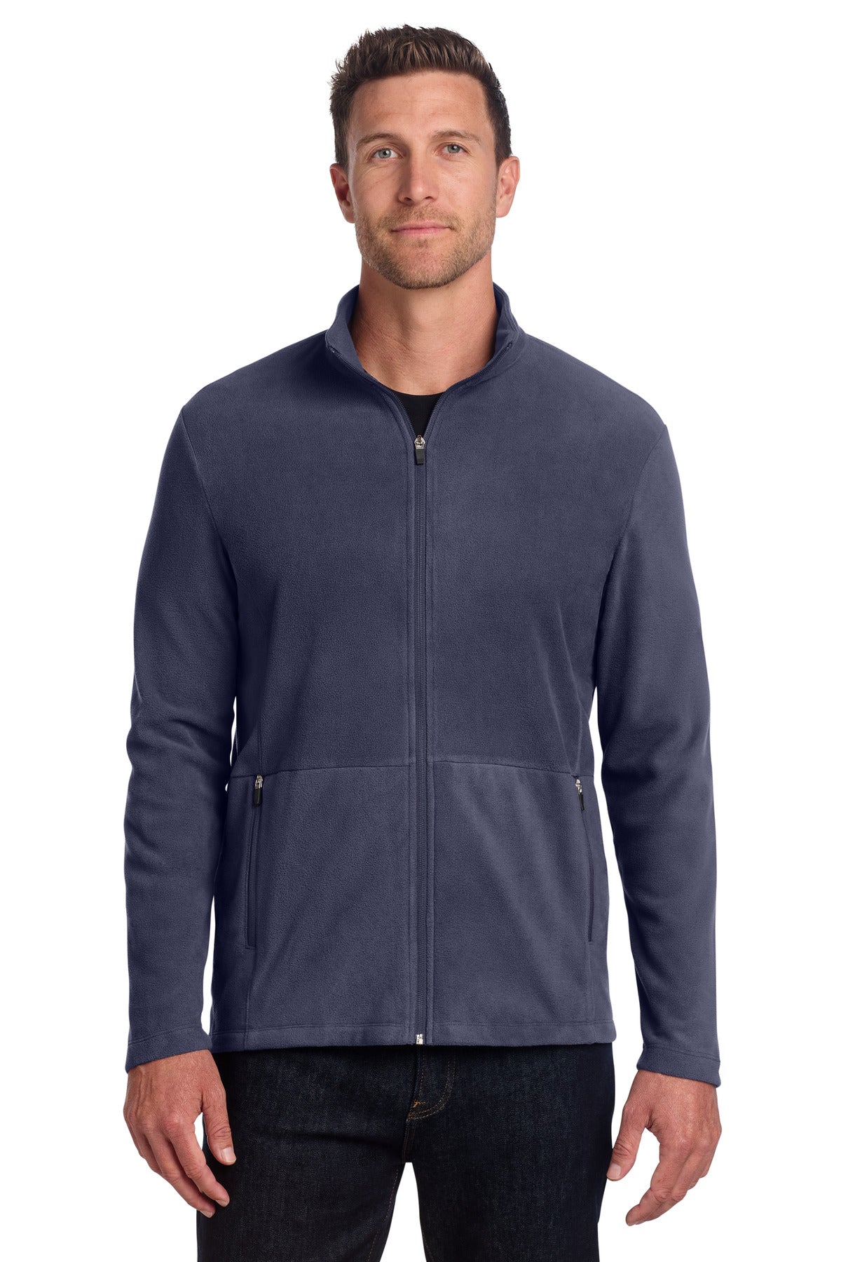 Custom Navy Accord Microfleece Jacket F151, personalized by SanCanDo Swag in Argyle, TX