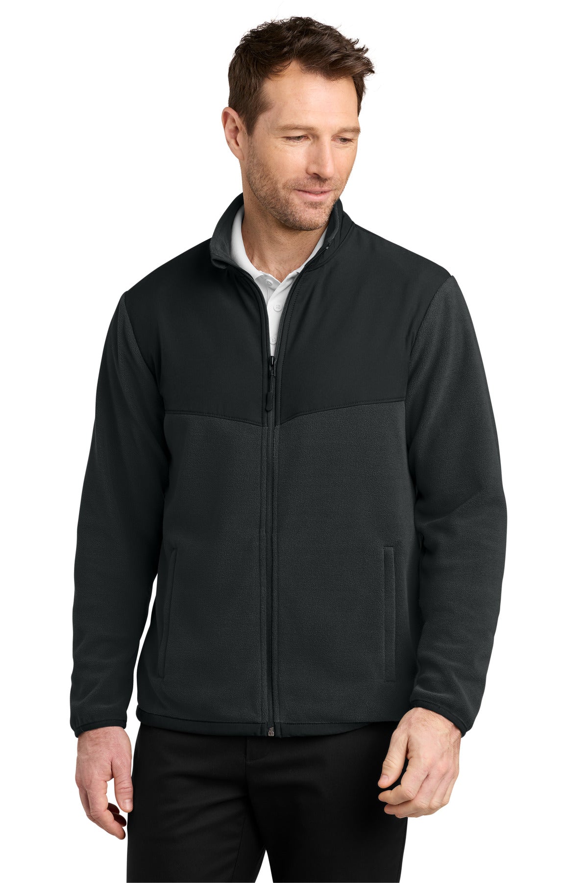 Custom Black Therma-Tek Fleece Jacket F180, personalized by SanCanDo Swag in Argyle, TX