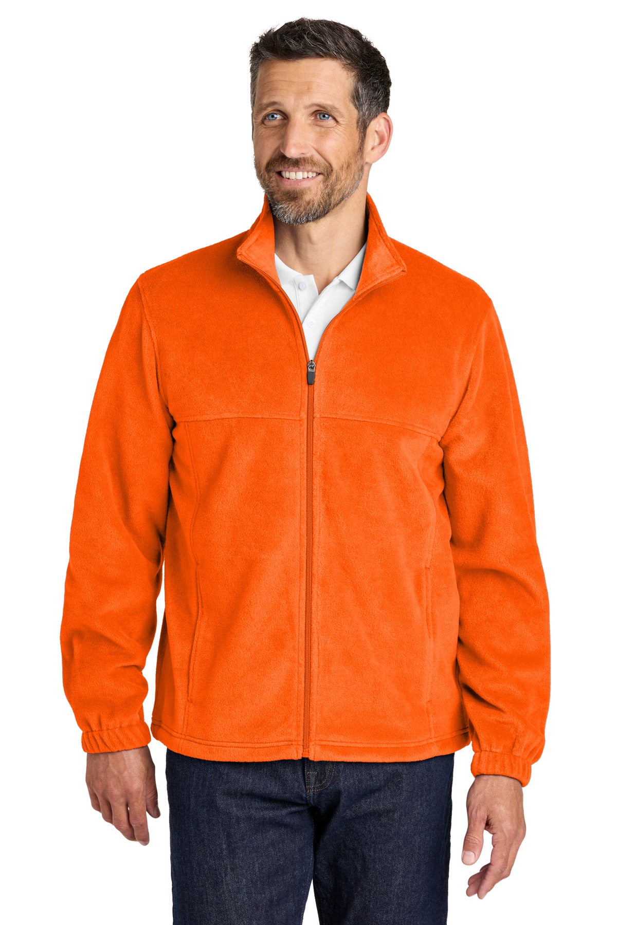 Custom S. Orange Plush Fleece Full-Zip Jacket F190, personalized by SanCanDo Swag in Argyle, TX