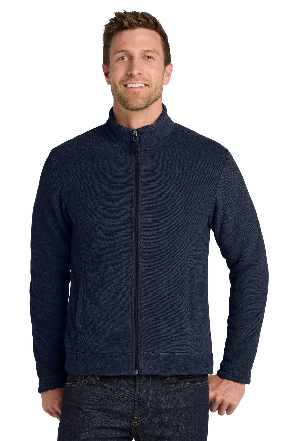 Custom Insignia Blue/ River Blue Navy Ultra Warm Brushed Fleece Jacket F211, personalized by SanCanDo Swag in Argyle, TX