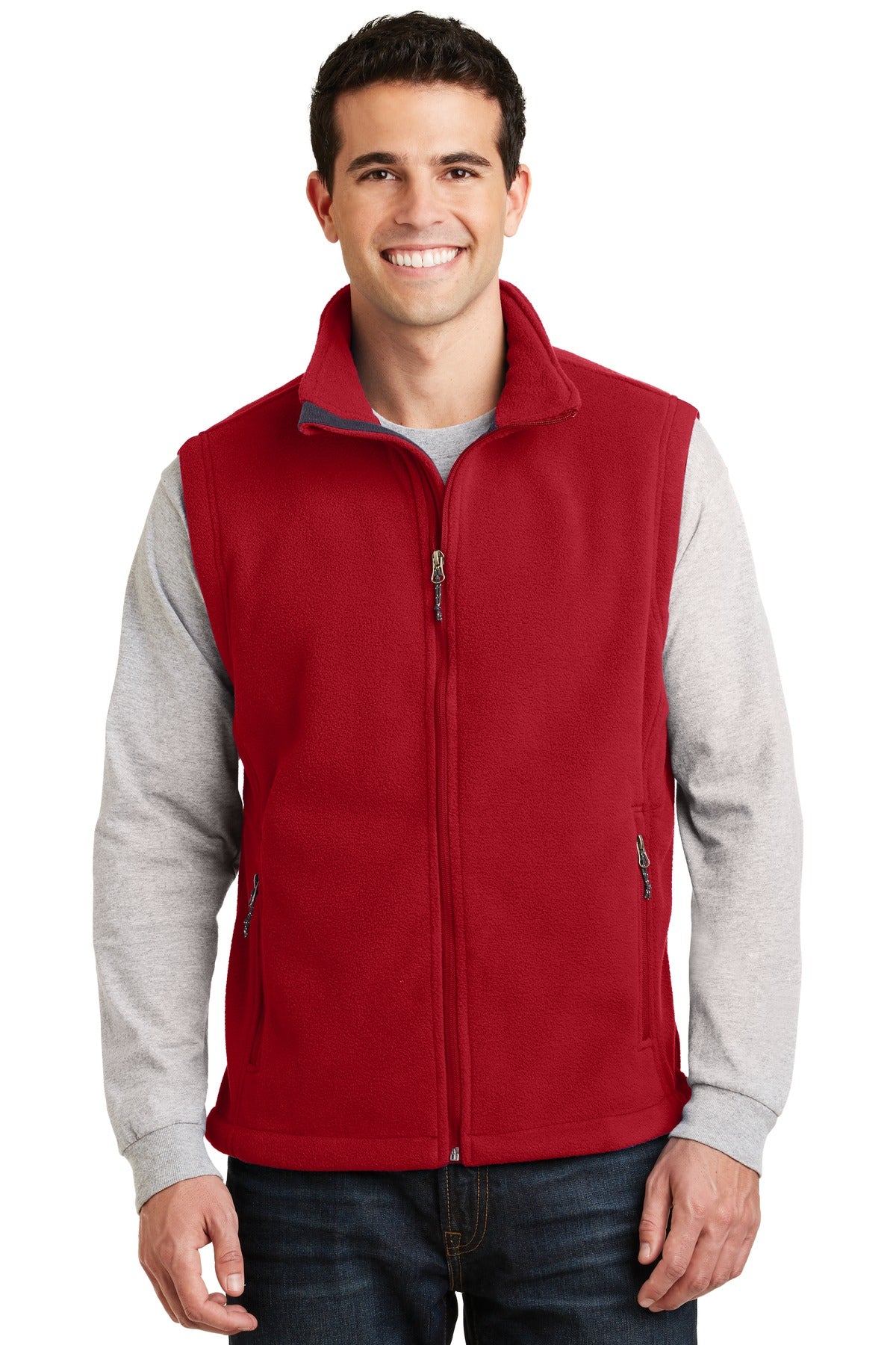 Custom True Red Value Fleece Vest F219, personalized by SanCanDo Swag in Argyle, TX